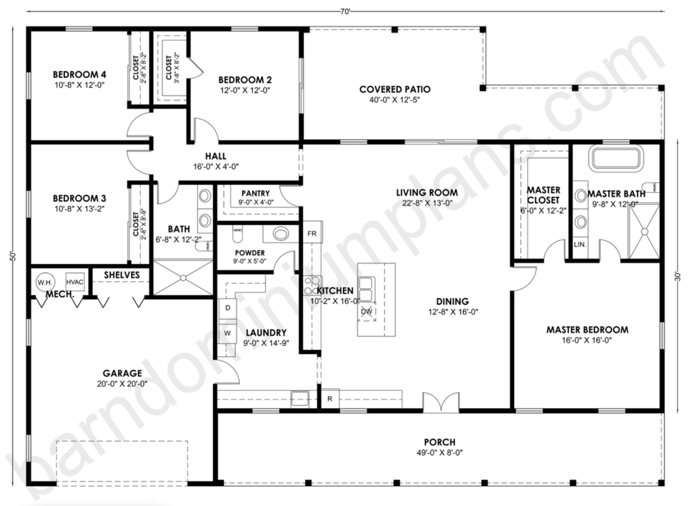 BCO-40209 Barndominium House Plan - Image 3