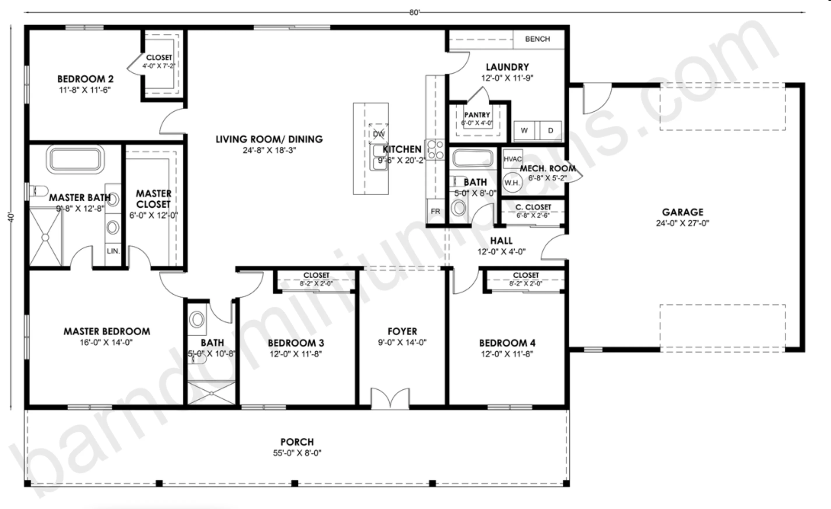 BCO-40210 Barndominium House Plan - Image 3