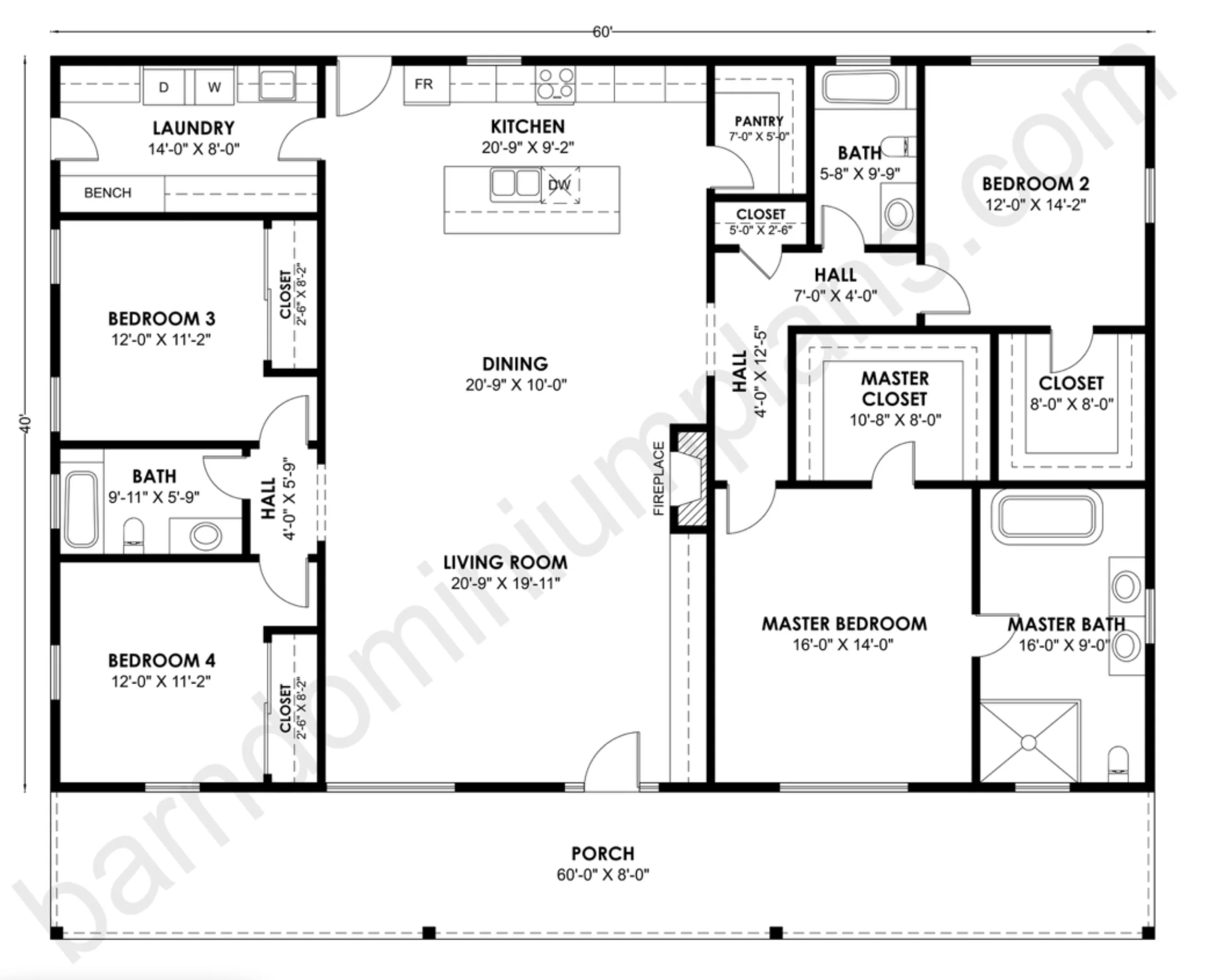 BCO-40212 Barndominium House Plan - Image 3