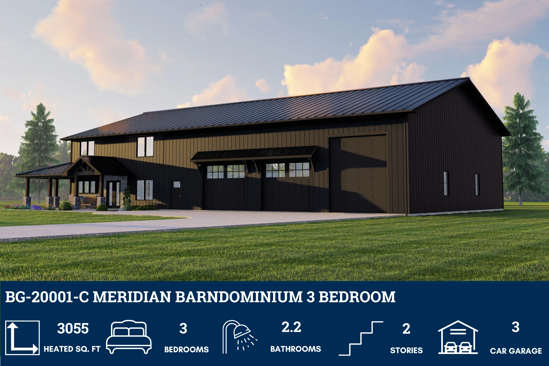 BG-20001-C Meridian Barndominium House Plan - Image 2
