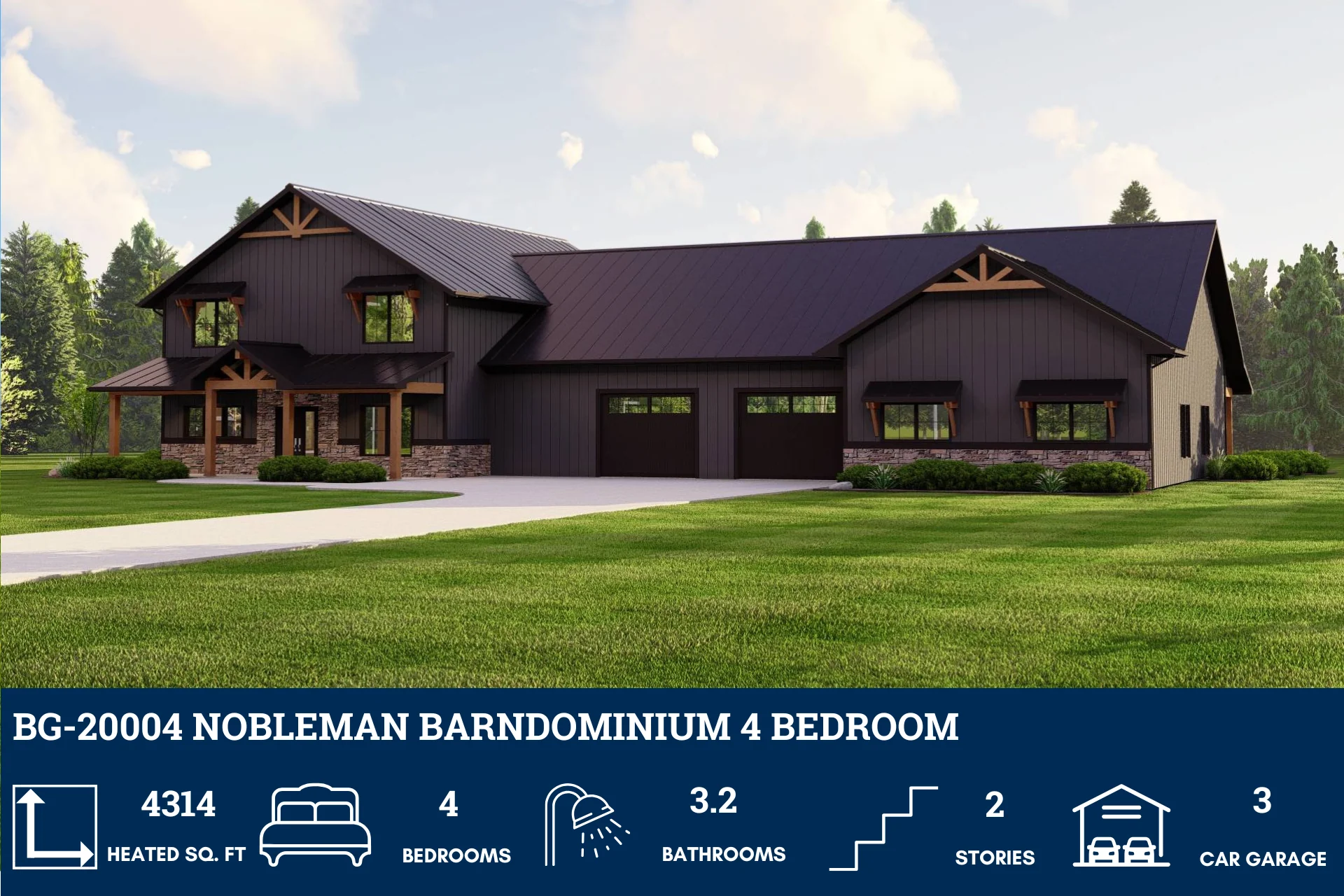 BG-20004 Nobleman Barndominium House Plan