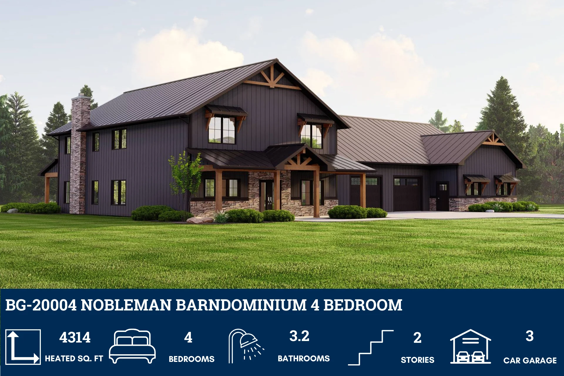 BG-20004 Nobleman Barndominium House Plan - Image 2
