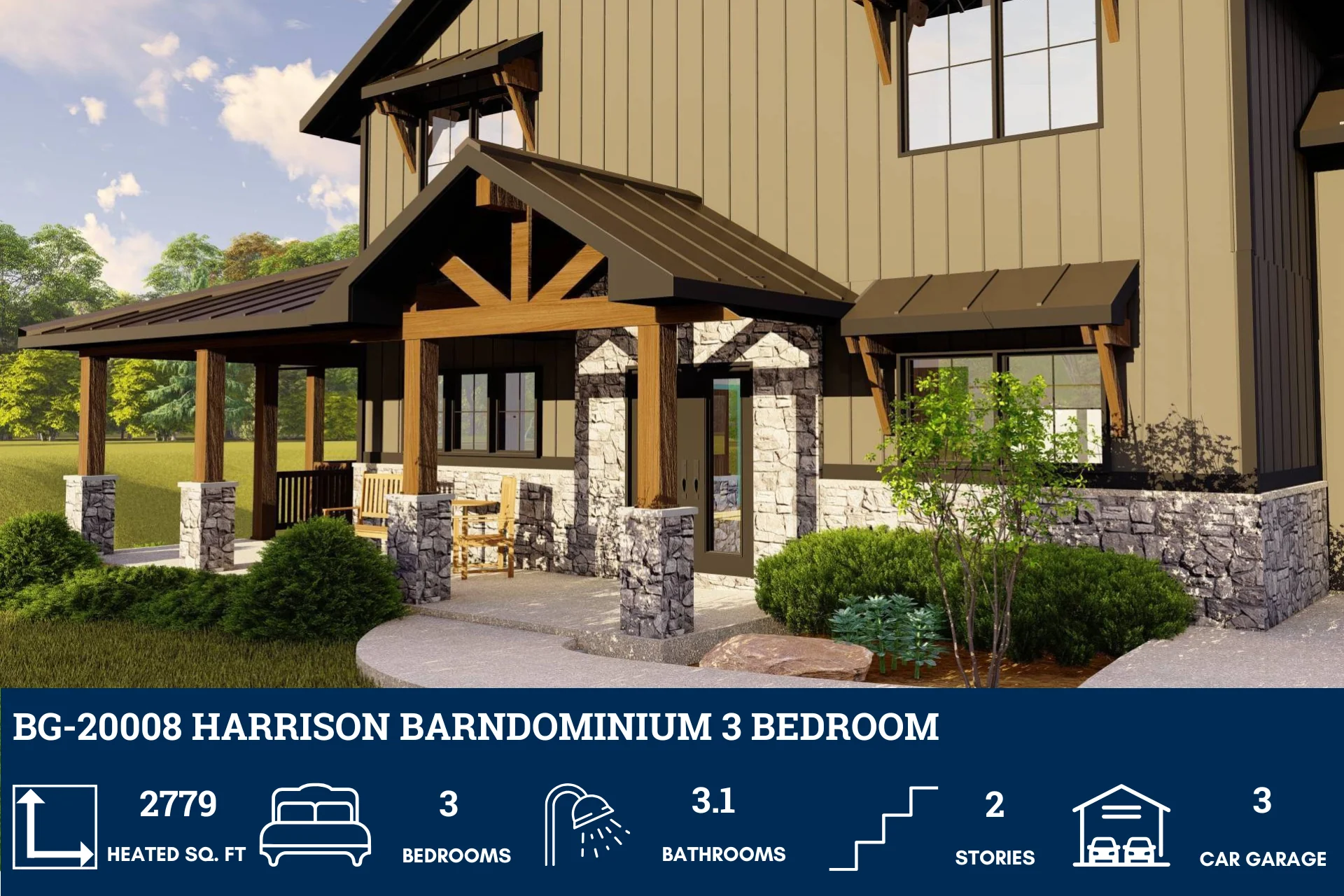 BG-20008 Harrison Barndominium House Plan - Image 2