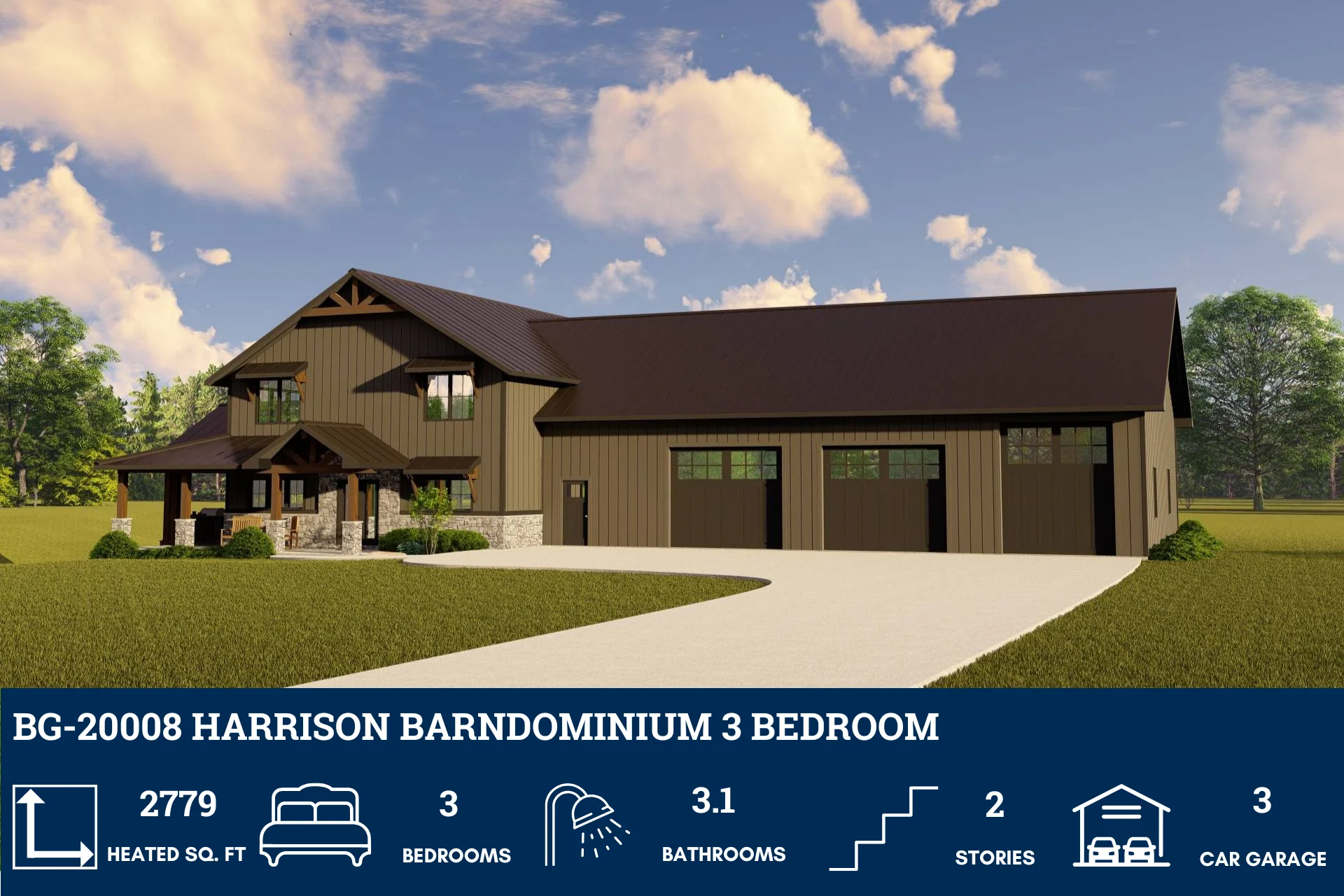 BG-20008 Harrison Barndominium House Plan - Image 3