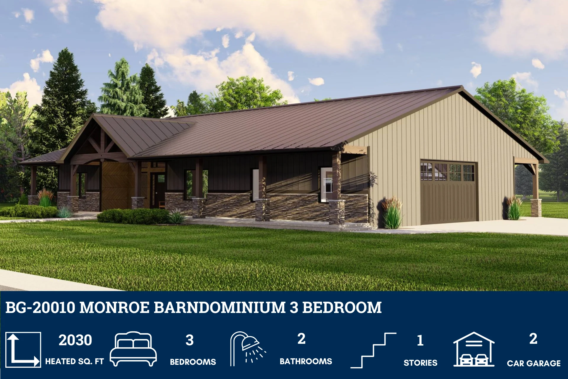 BG-20010 Monroe Barndominium House Plan - Image 2