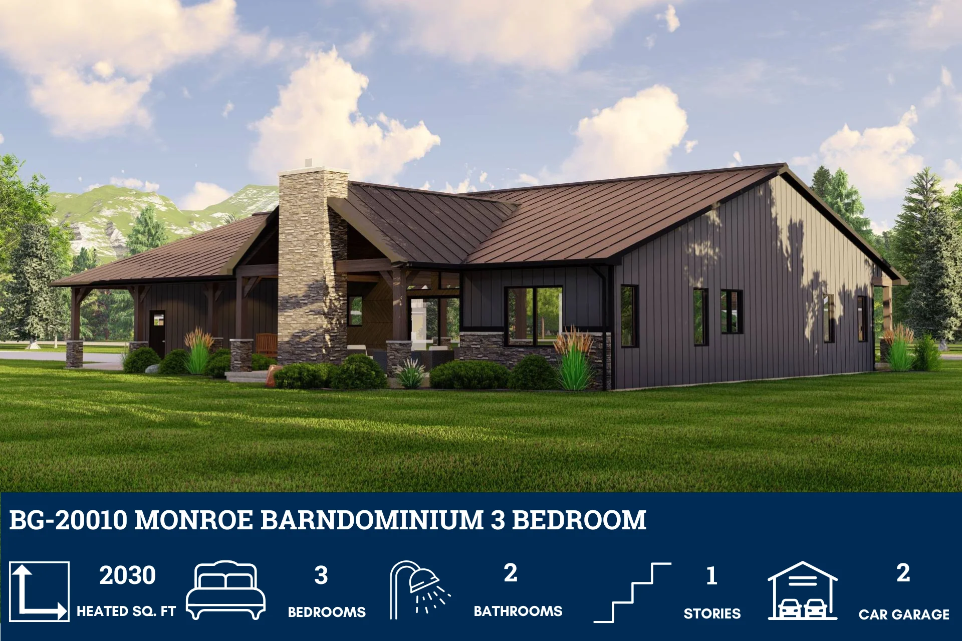 BG-20010 Monroe Barndominium House Plan - Image 3