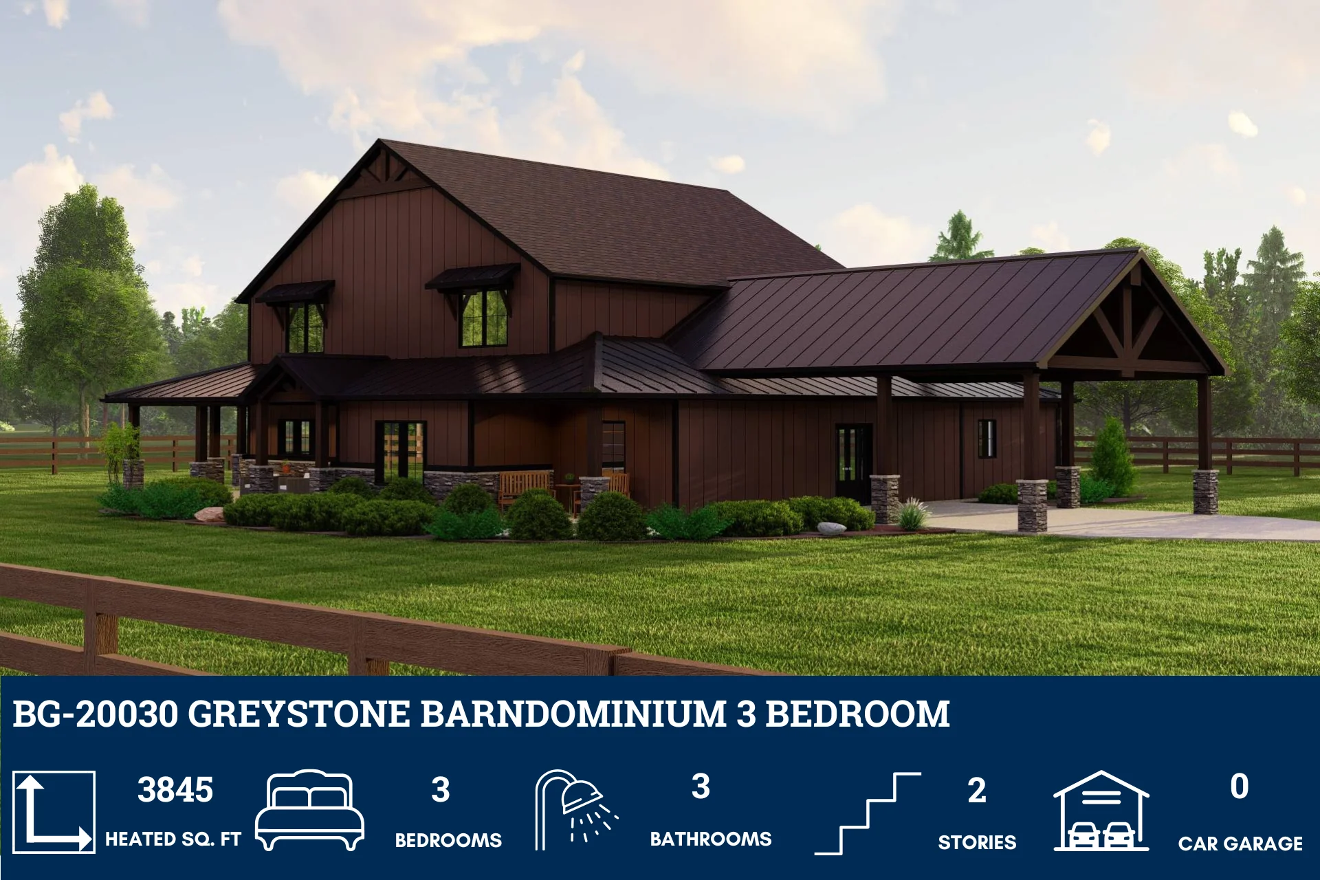 BG-20030 Greystone Barndominium House Plan - Image 2