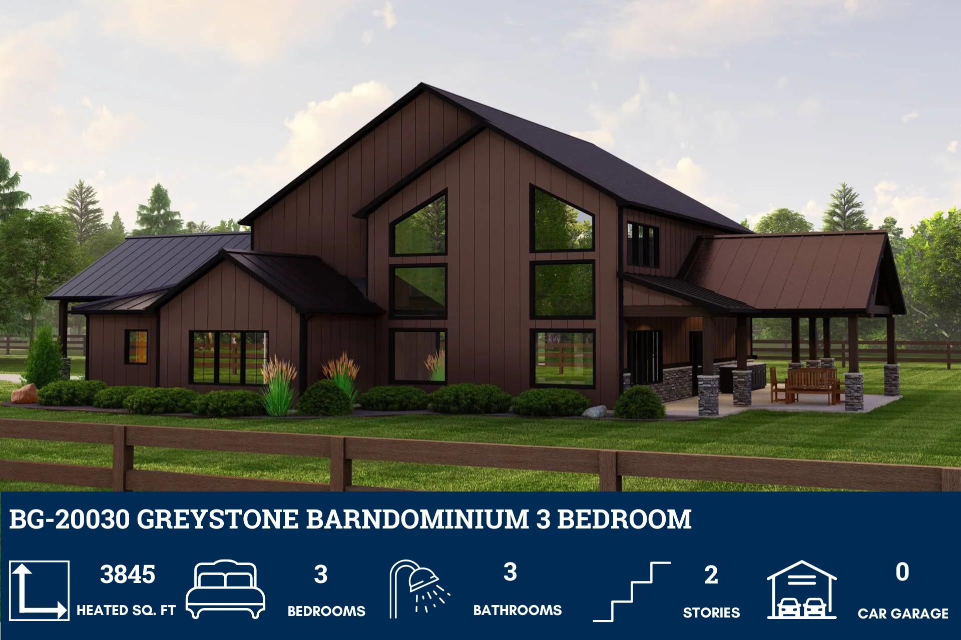 BG-20030 Greystone Barndominium House Plan - Image 3