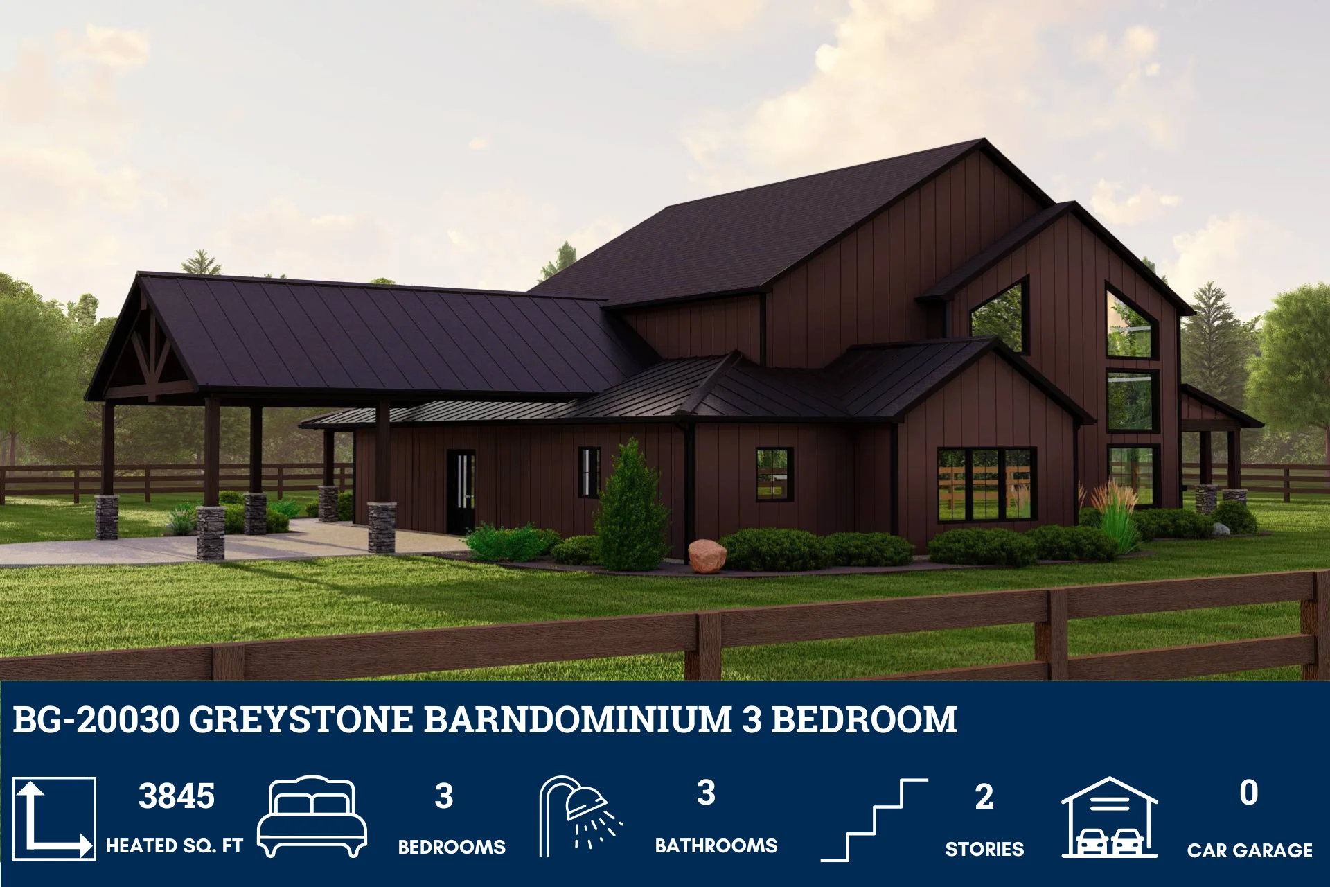 BG-20030 Greystone Barndominium House Plan - Image 4