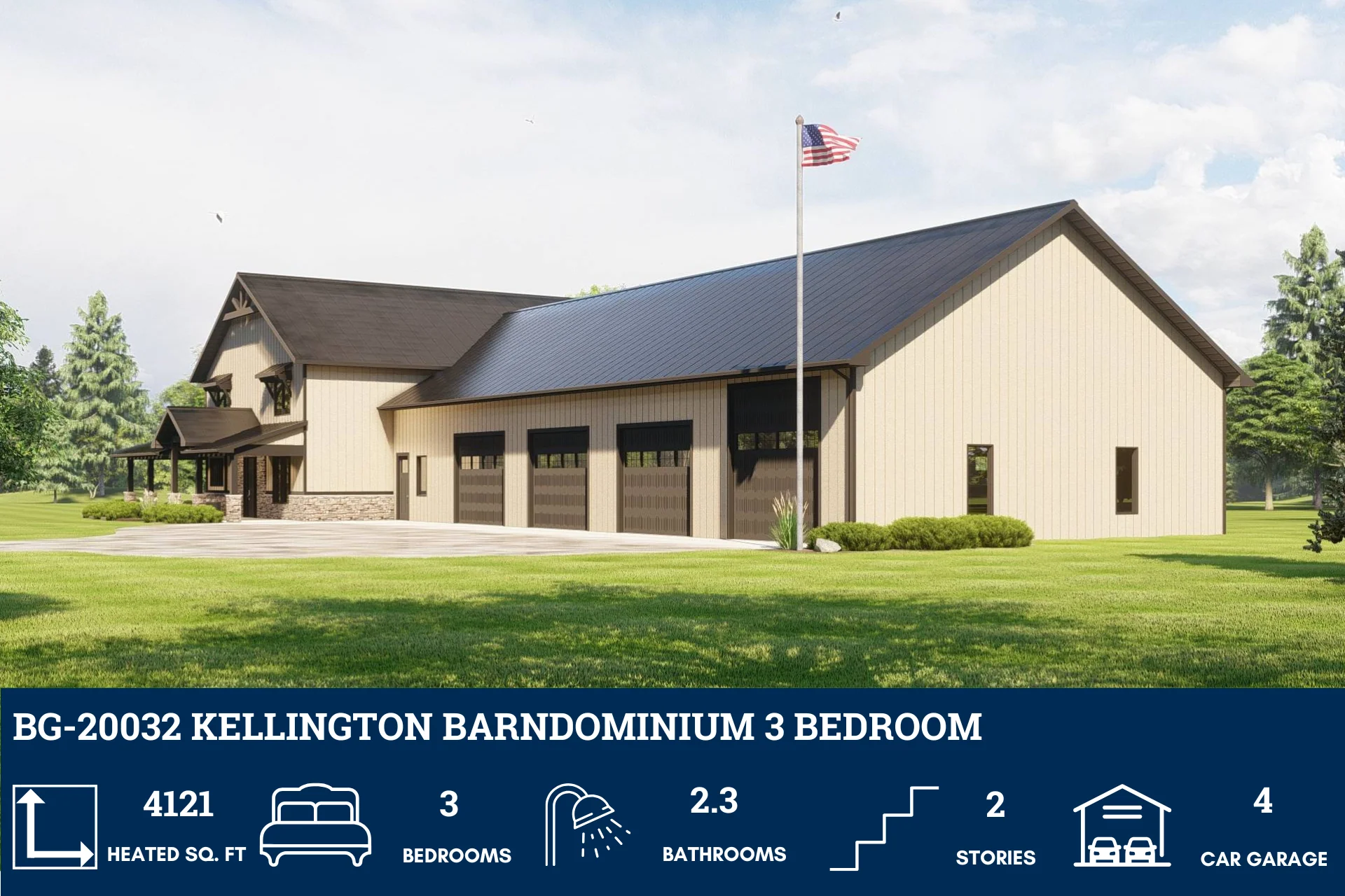 BG-20032 Kellington Barndominium House Plan - Image 3