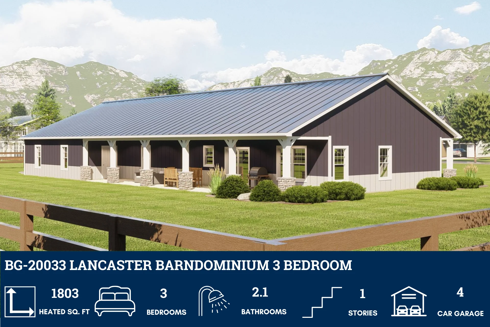 BG-20033 Lancaster Barndominium House Plan - Image 3