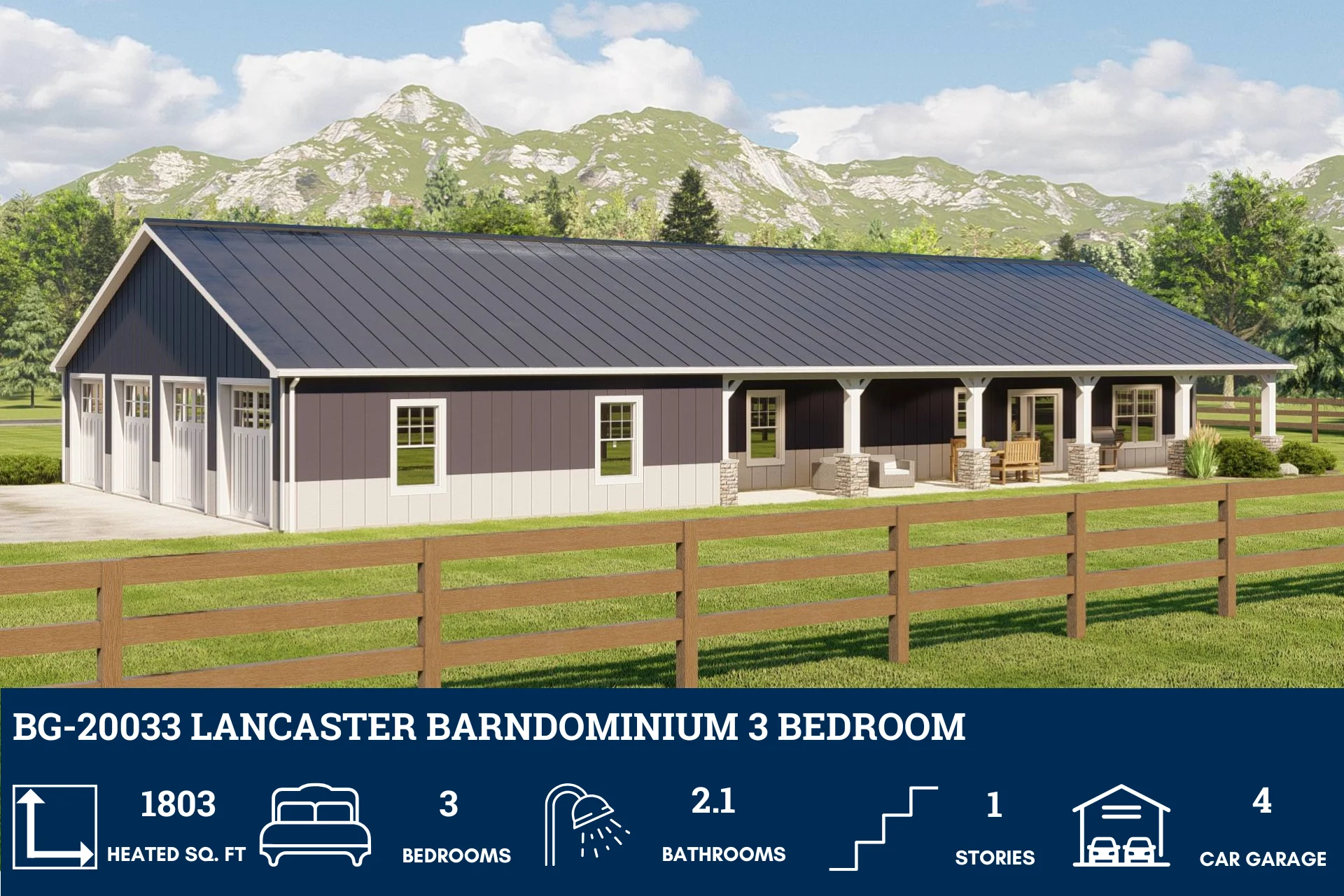 BG-20033 Lancaster Barndominium House Plan - Image 4