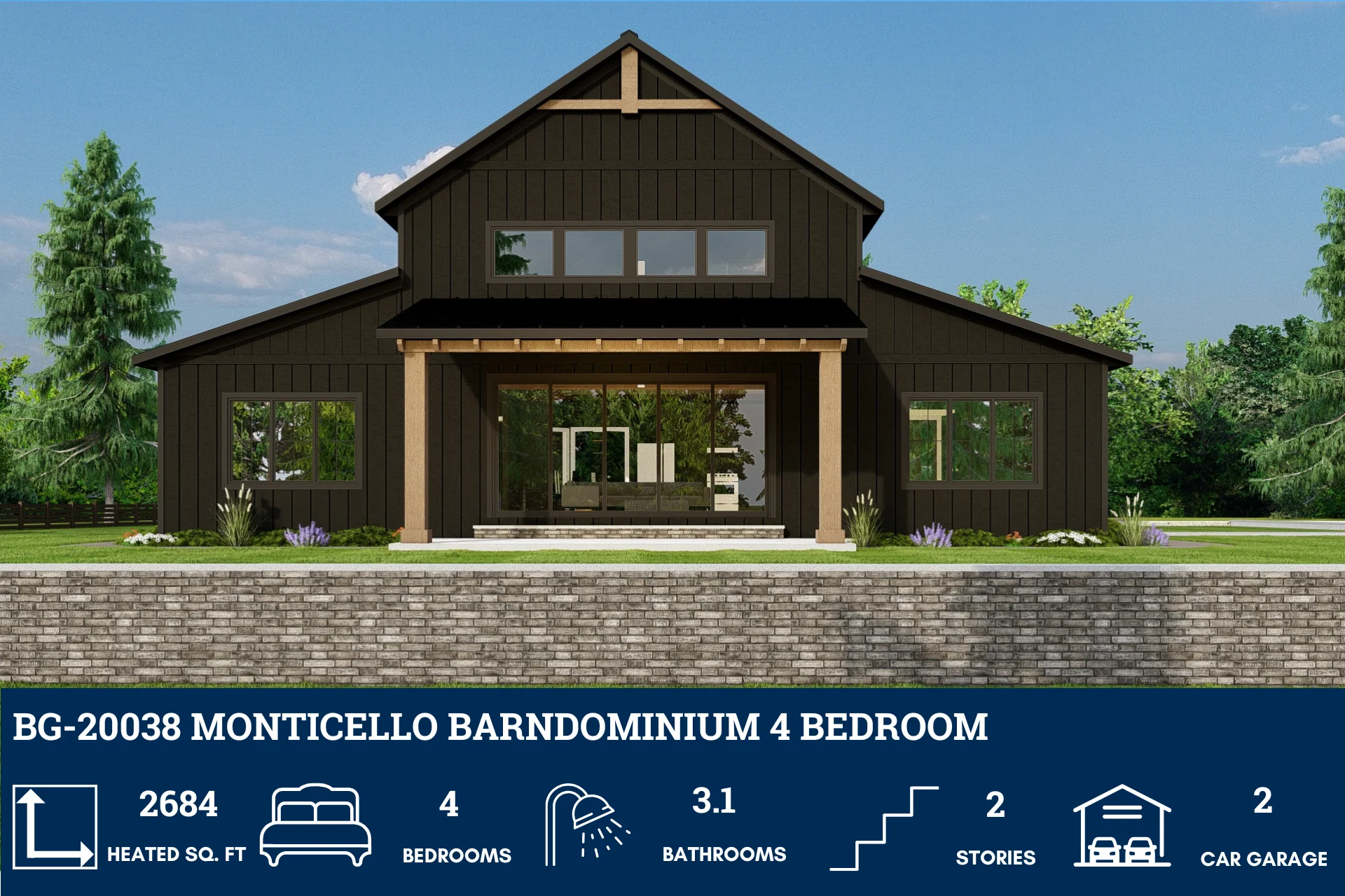 BG-20038 Monticello Barndominium House Plan - Image 2