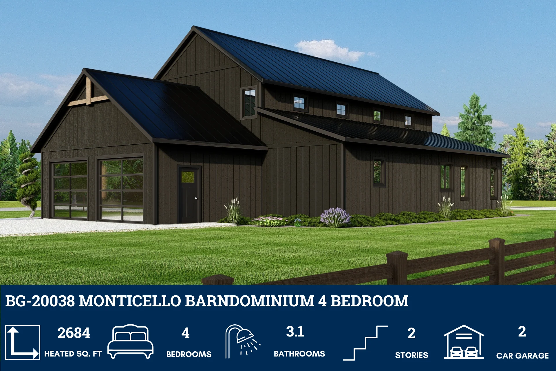 BG-20038 Monticello Barndominium House Plan - Image 4