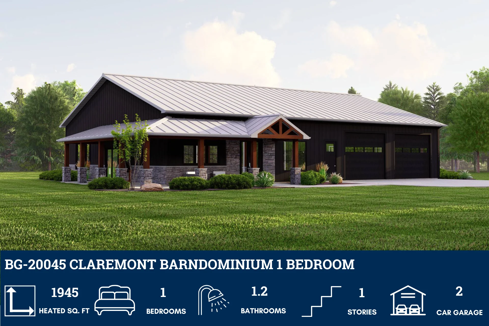 BG-20045 Claremont Barndominium House Plan - Image 3