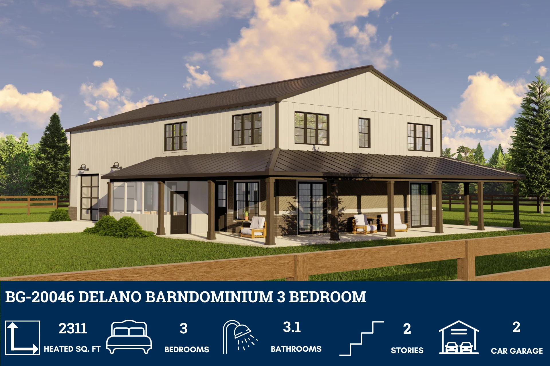 BG-20046 Delano Barndominium House Plan - Image 2