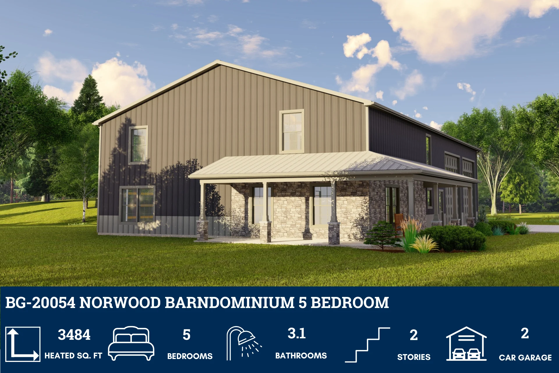 BG-20054 Norwood Barndominium House Plan - Image 2