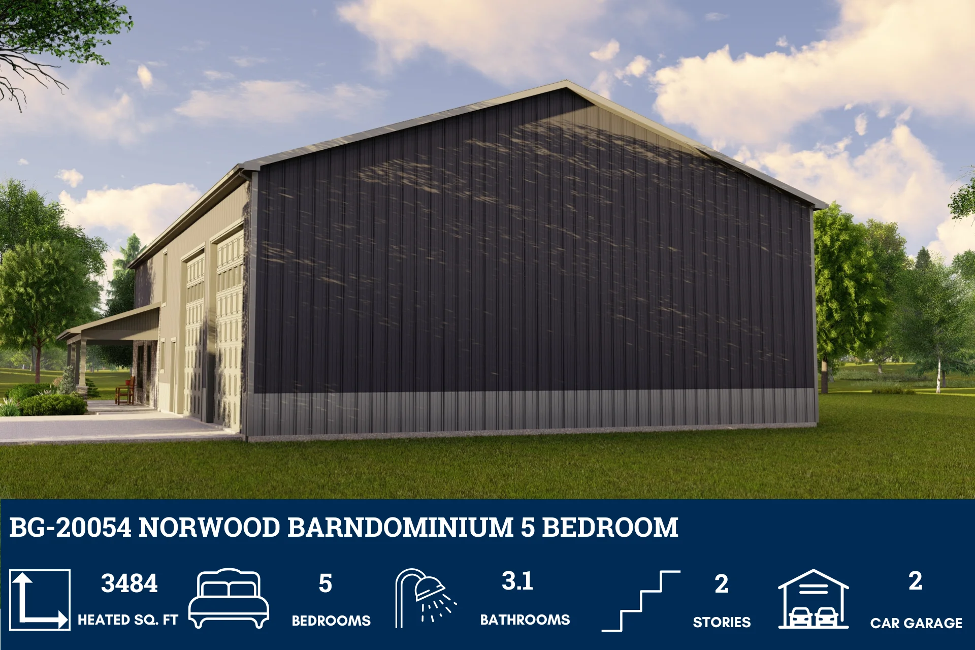 BG-20054 Norwood Barndominium House Plan - Image 4