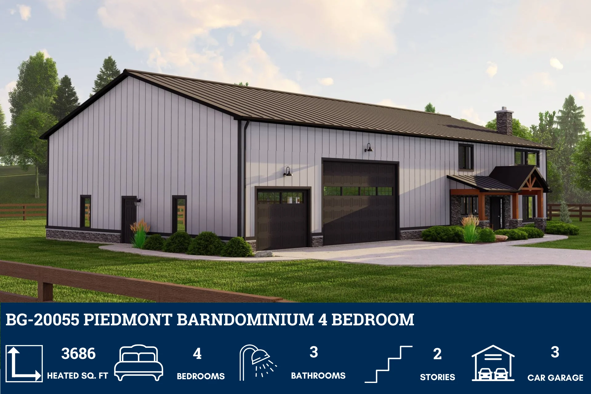 BG-20055 Piedmont Barndominium House Plan - Image 2