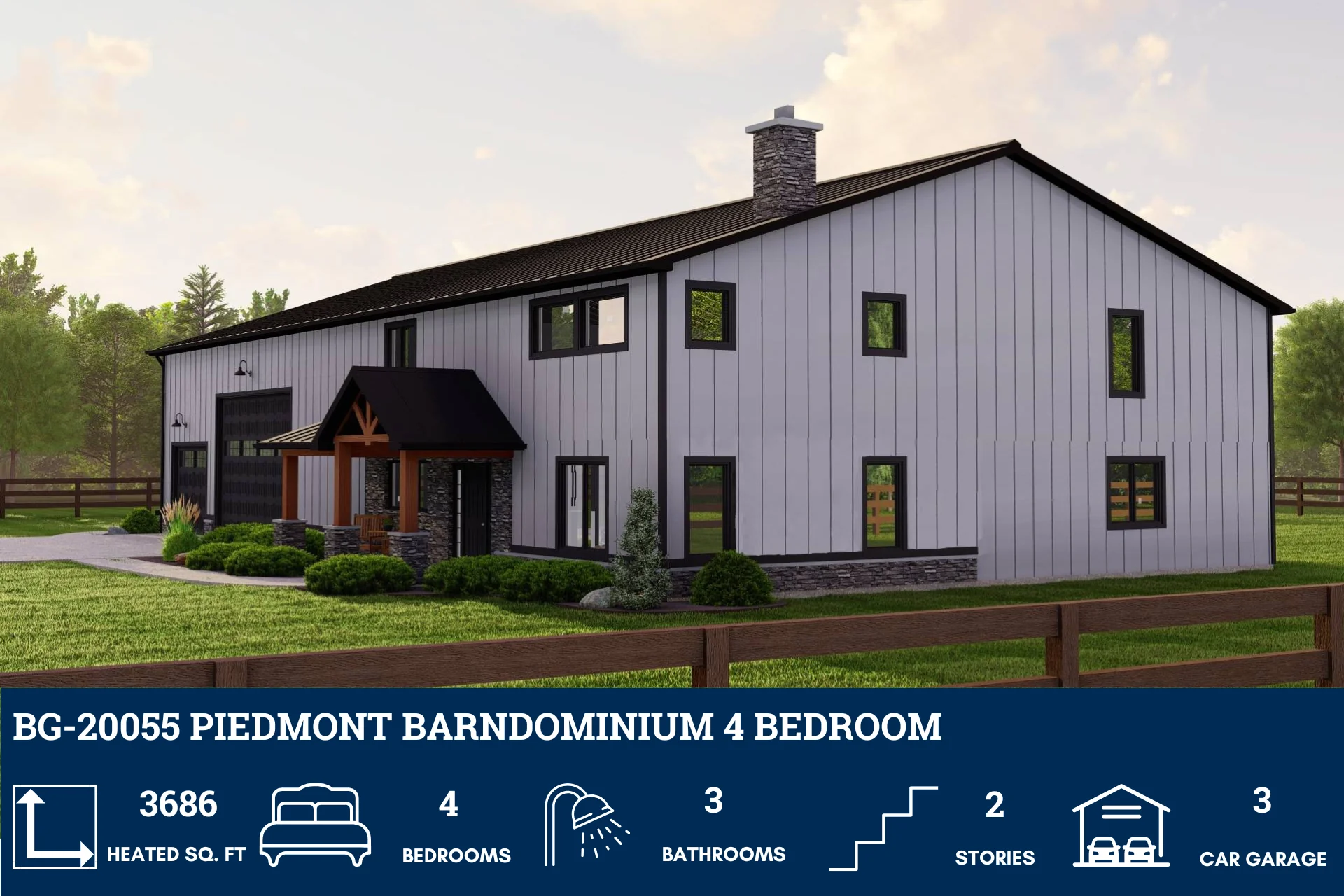 BG-20055 Piedmont Barndominium House Plan - Image 3