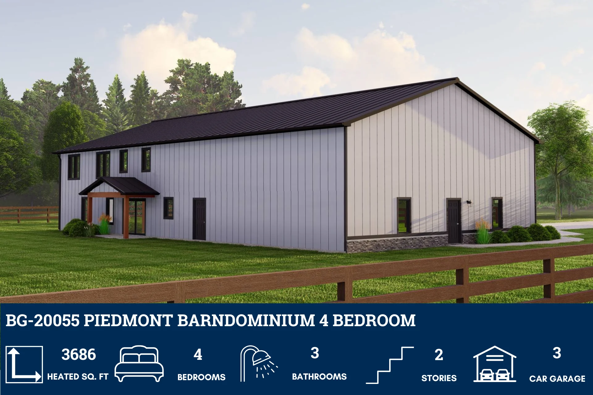 BG-20055 Piedmont Barndominium House Plan - Image 4