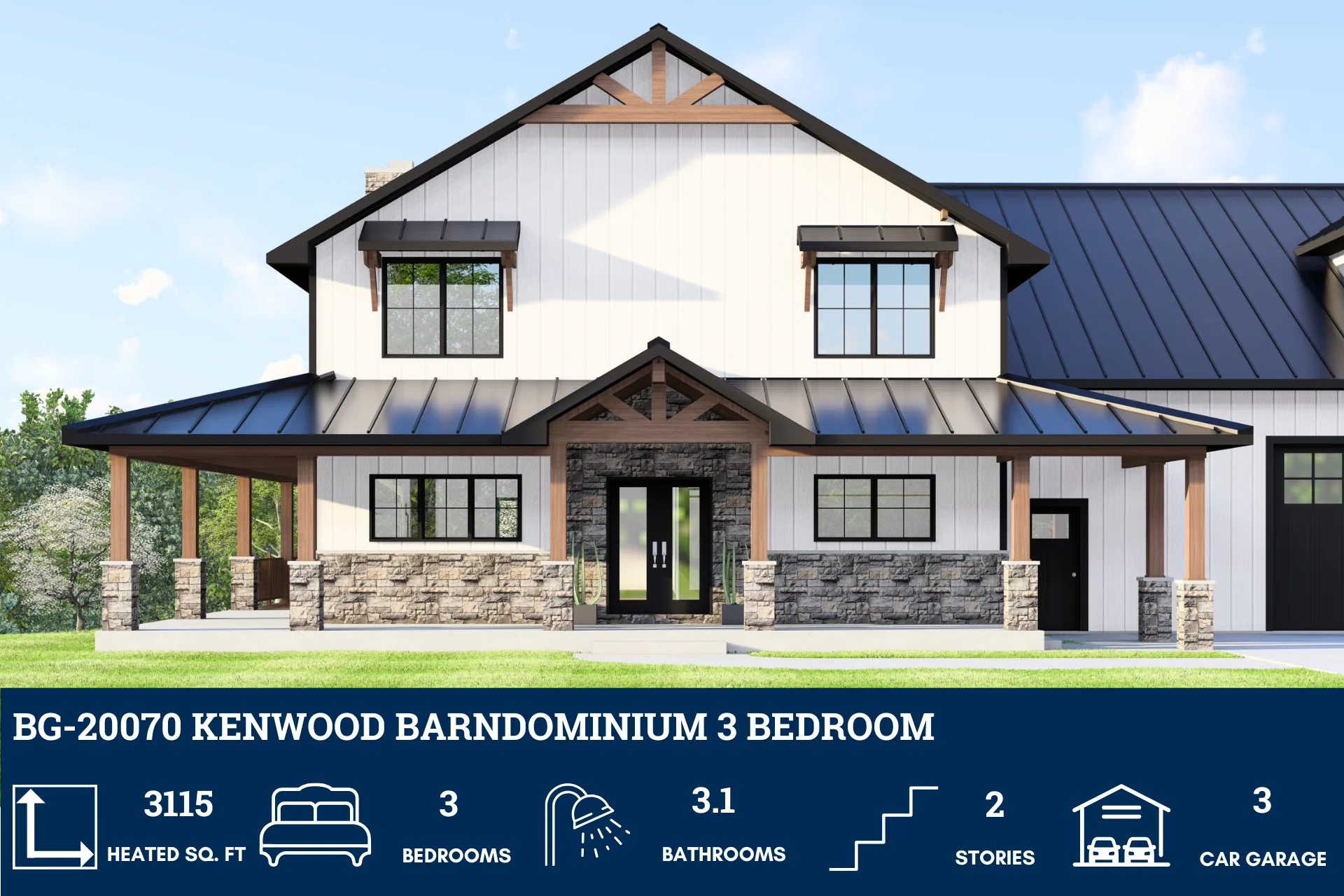 BG-20070 Kenwood Barndominium House Plan - Image 2