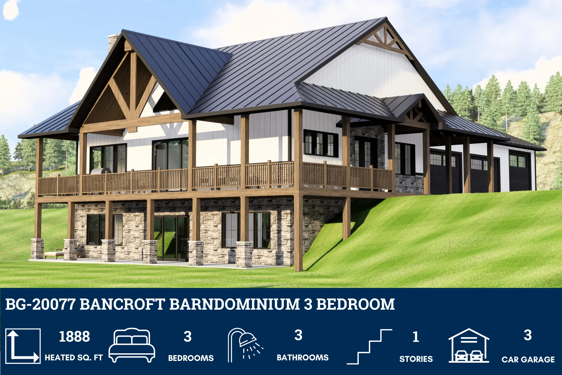 BG-20077 Bancroft Barndominium House Plan - Image 3