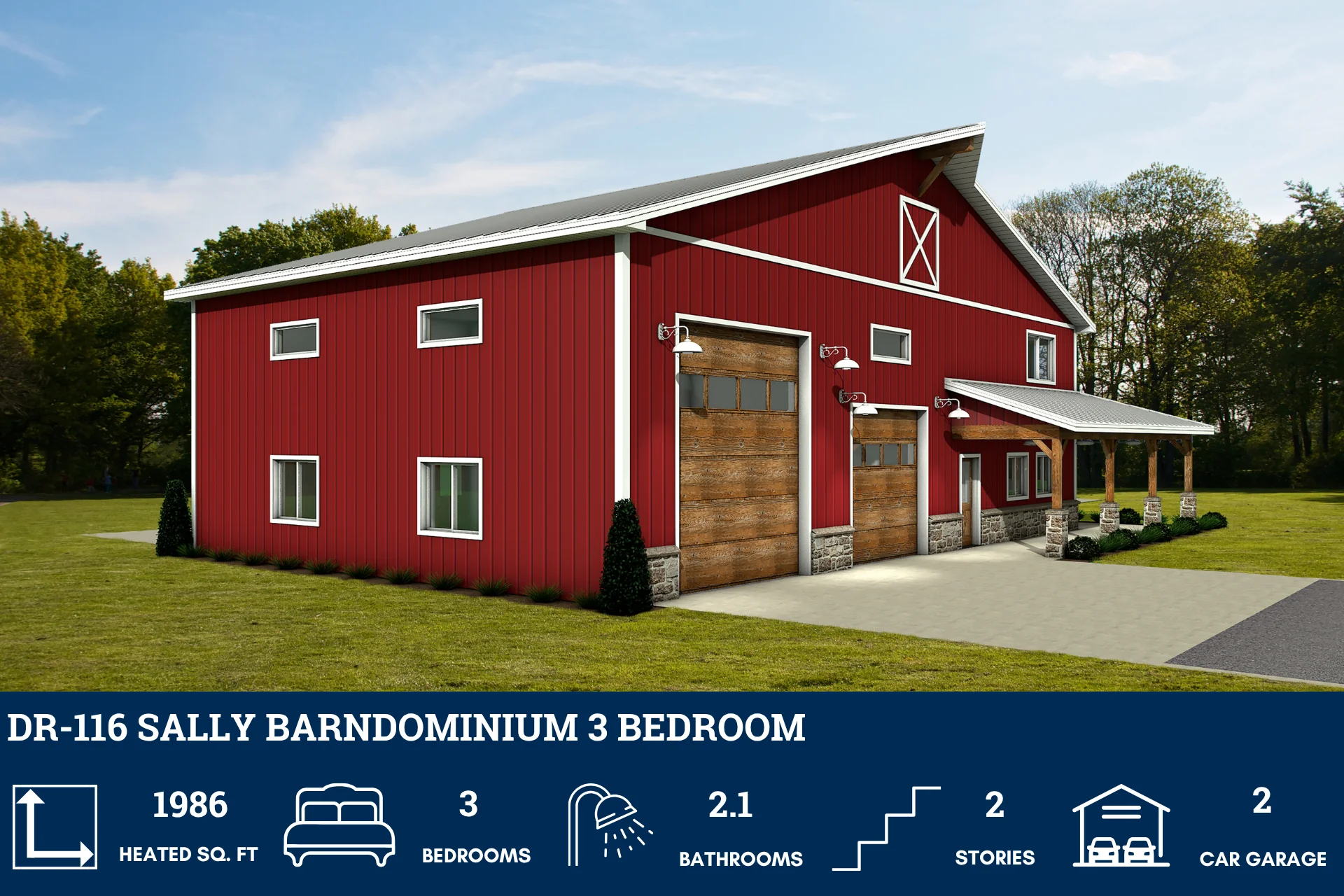 DR-116 Sally Barndominium House Plan - Image 3