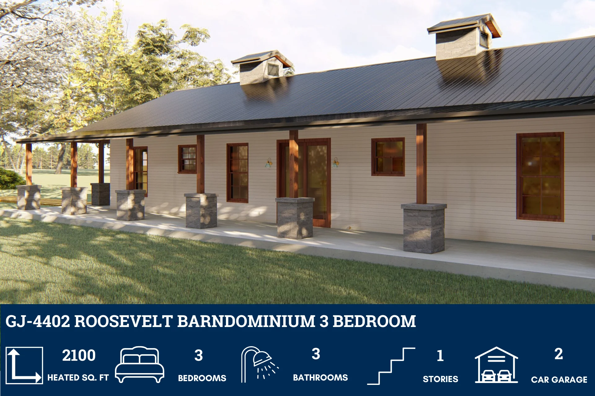 GJ-4402 Roosevelt Barndominium House Plan - Image 3