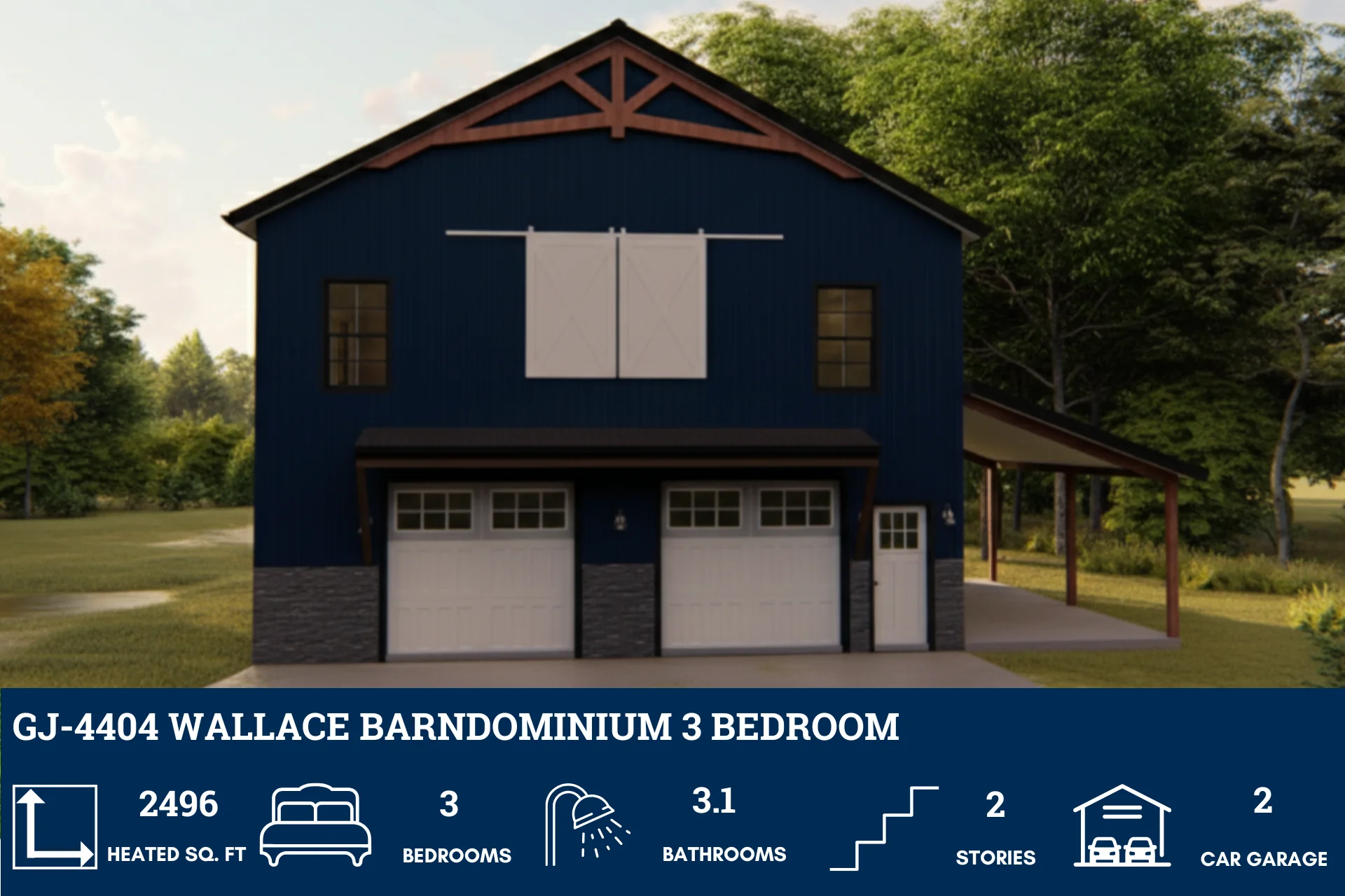 GJ-4404 Wallace Barndominium House Plan - Image 3