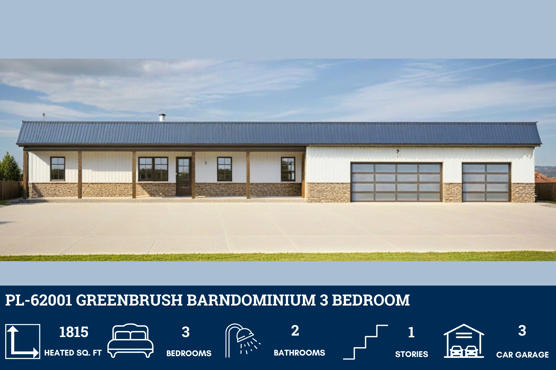 PL-62001 Greenbrush Barndominium House Plan - Image 3