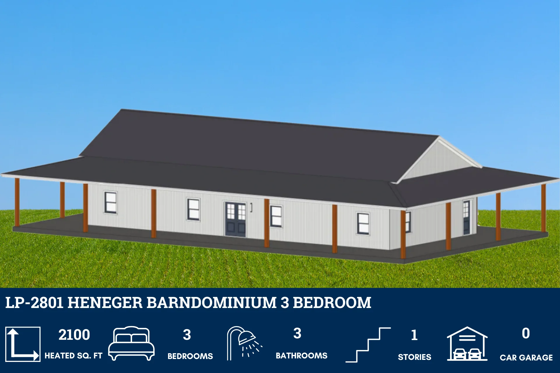 LP-2801 Heneger Barndominium House Plans - Image 6