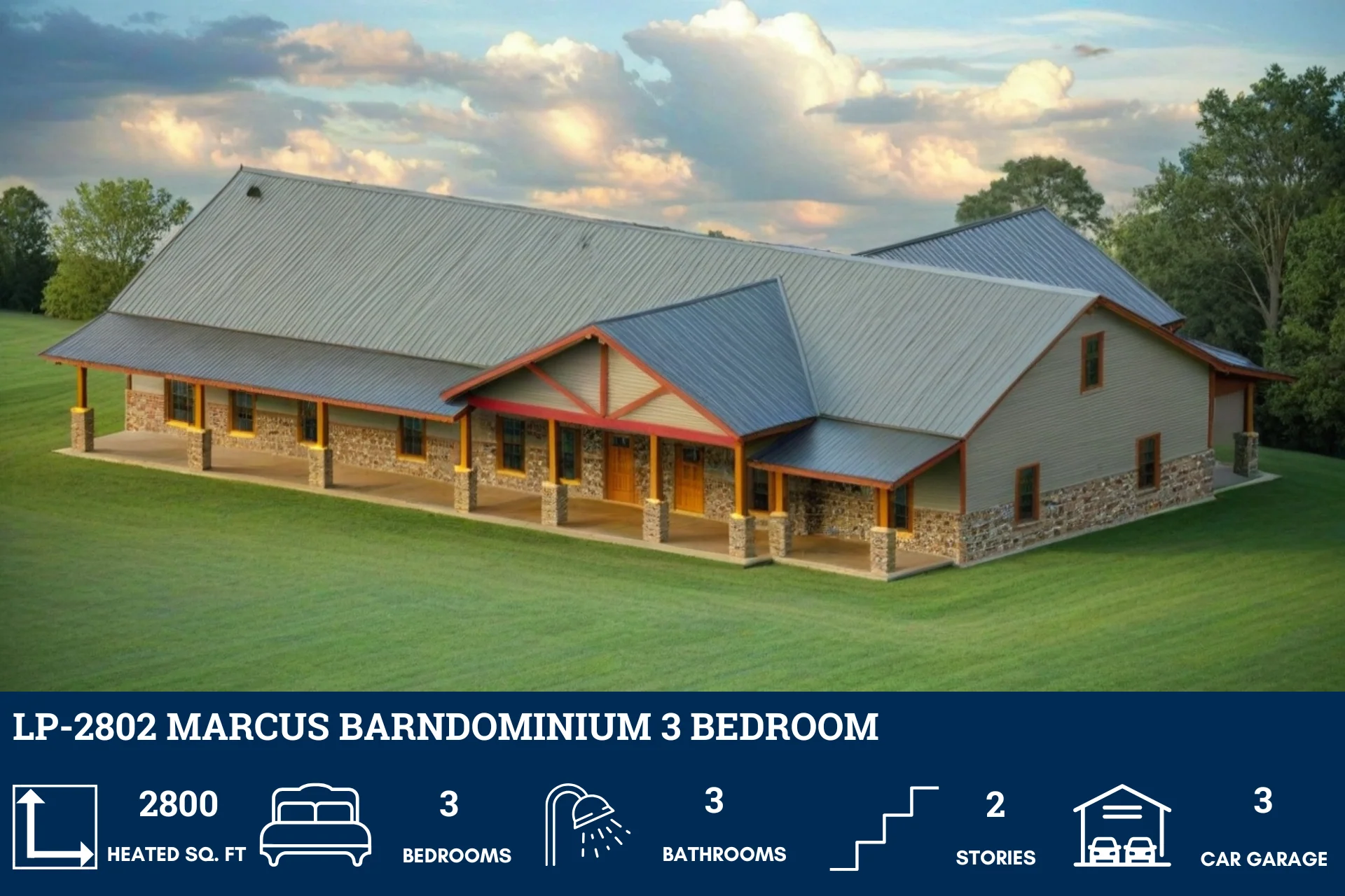 LP-2802 Marcus Barndominium House Plans - Image 3
