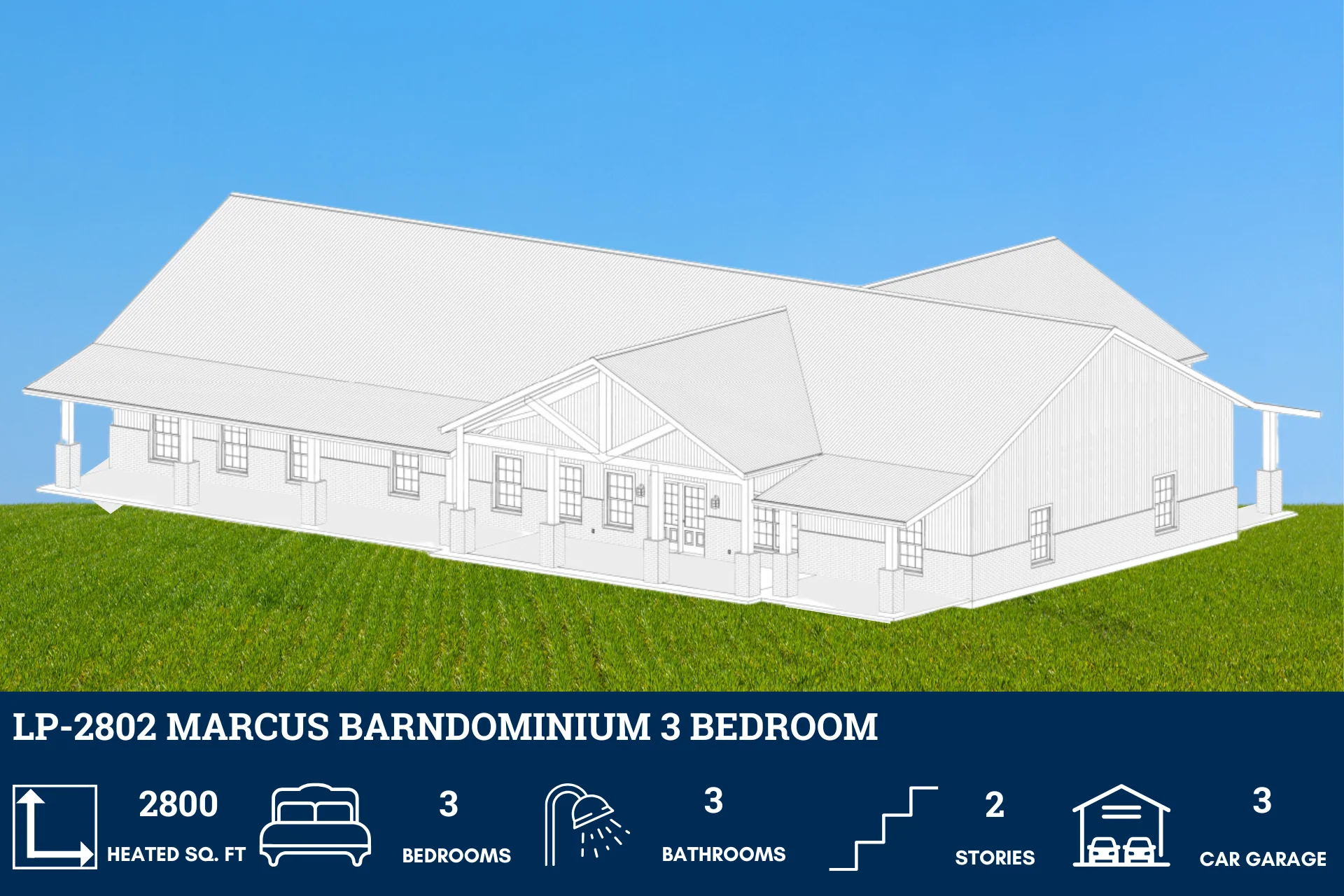 LP-2802 Marcus Barndominium House Plans - Image 4