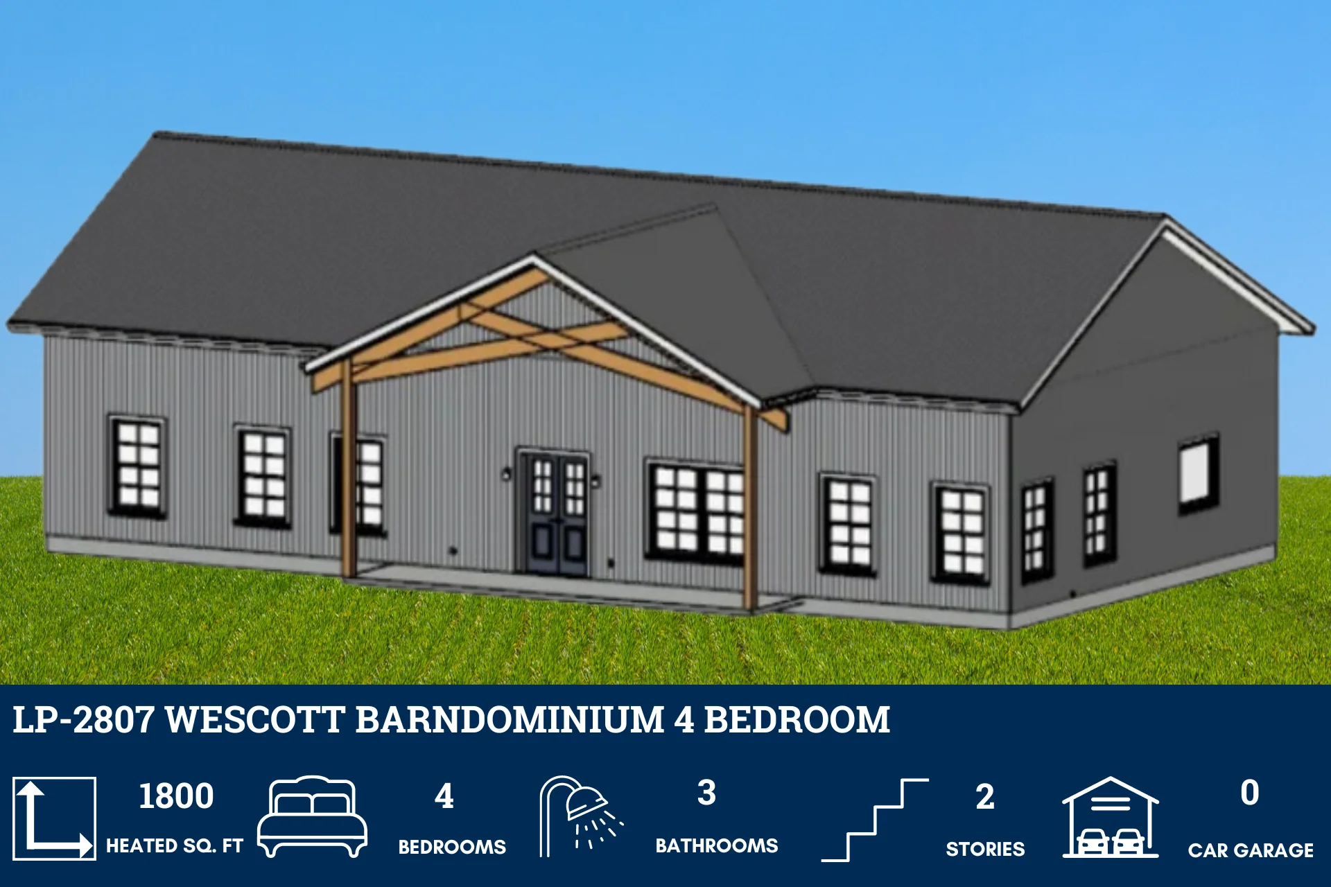 LP-2807 Wescott Barndominium House Plans - Image 4