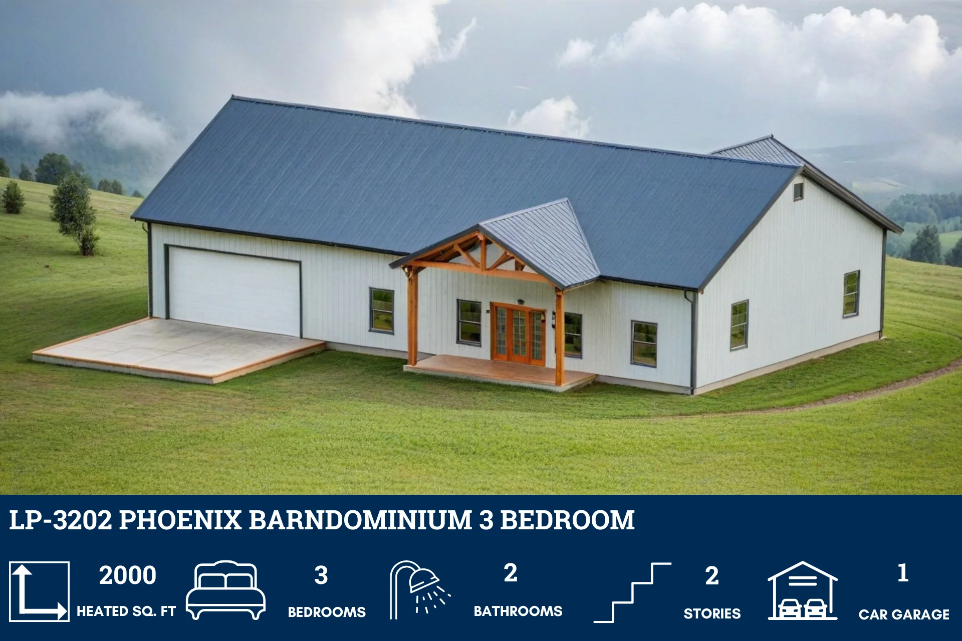 LP-3202 Phoenix Barndominium House Plan - Image 4