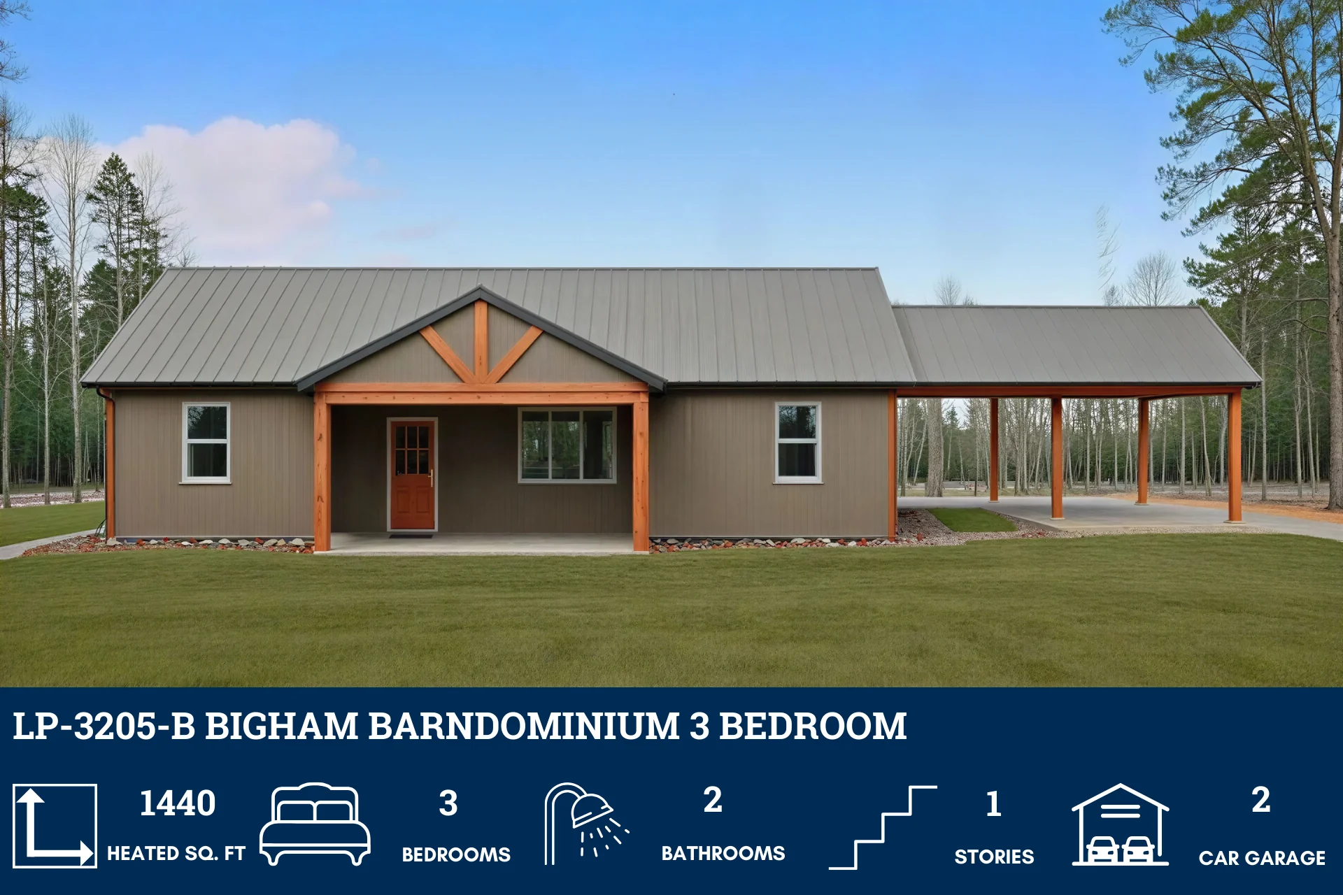 LP-3205-B Bigham Barndominium House Plan - Image 2