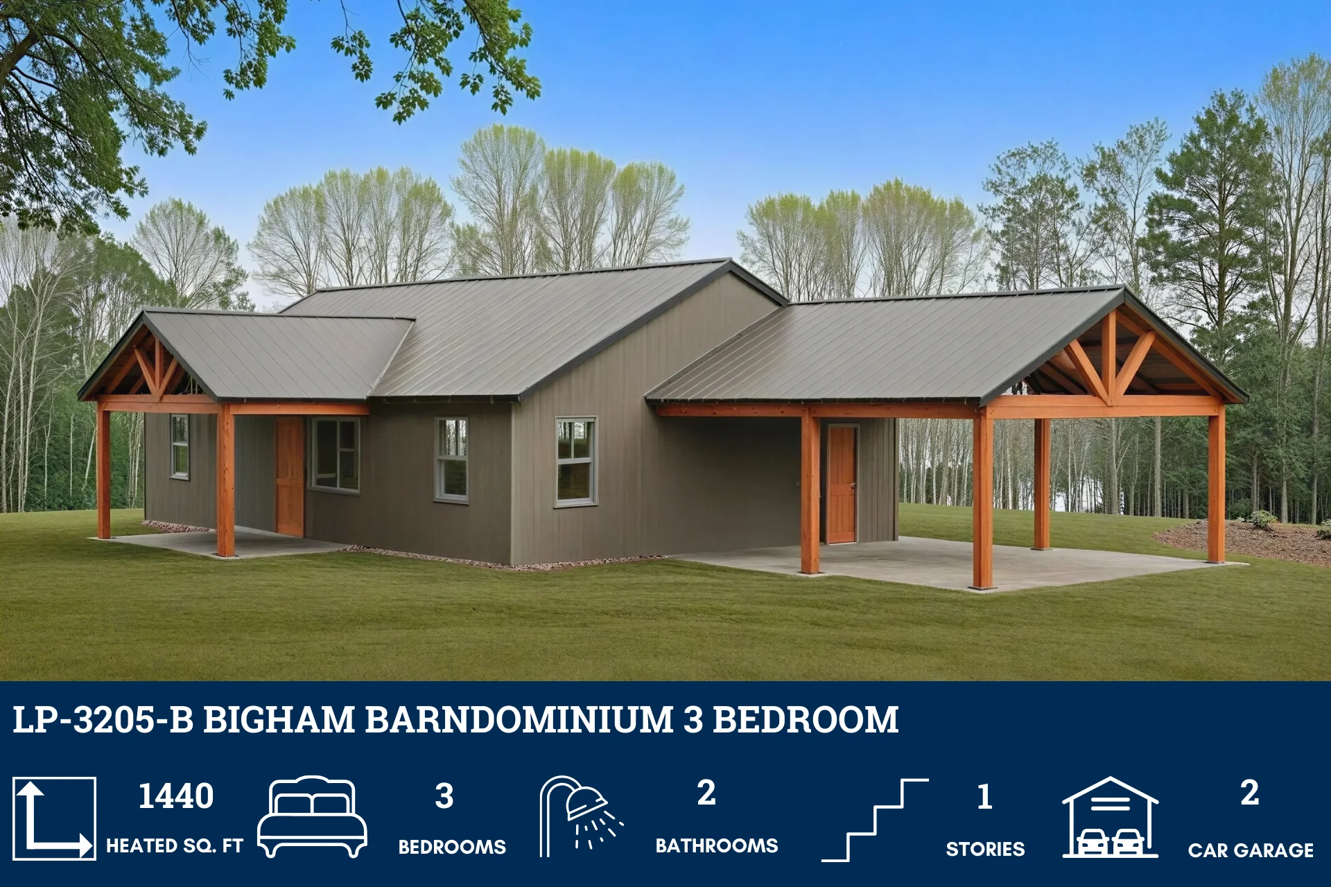 LP-3205-B Bigham Barndominium House Plan - Image 3