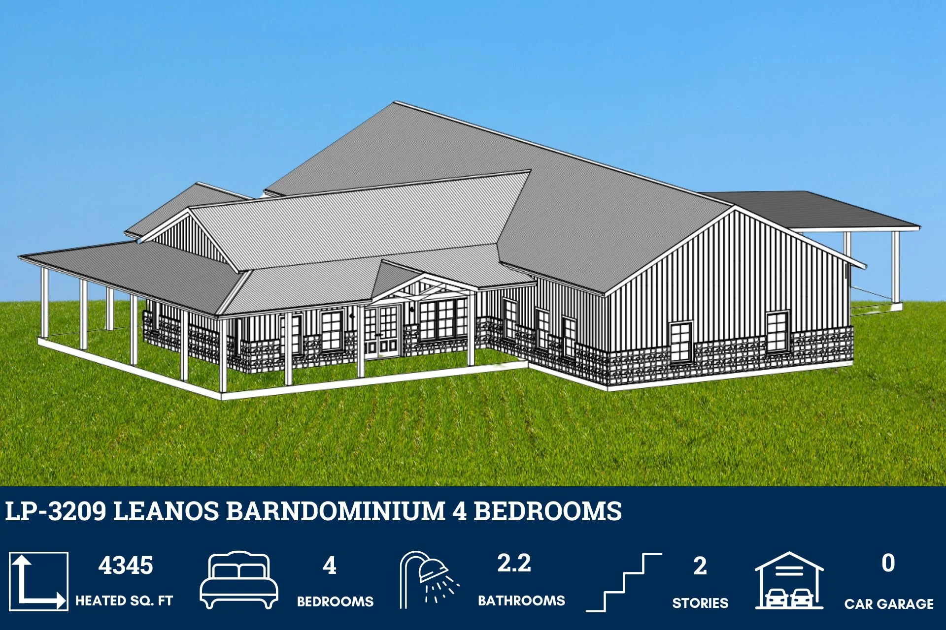 LP-3209 Leanos Barndominium House Plan - Image 4