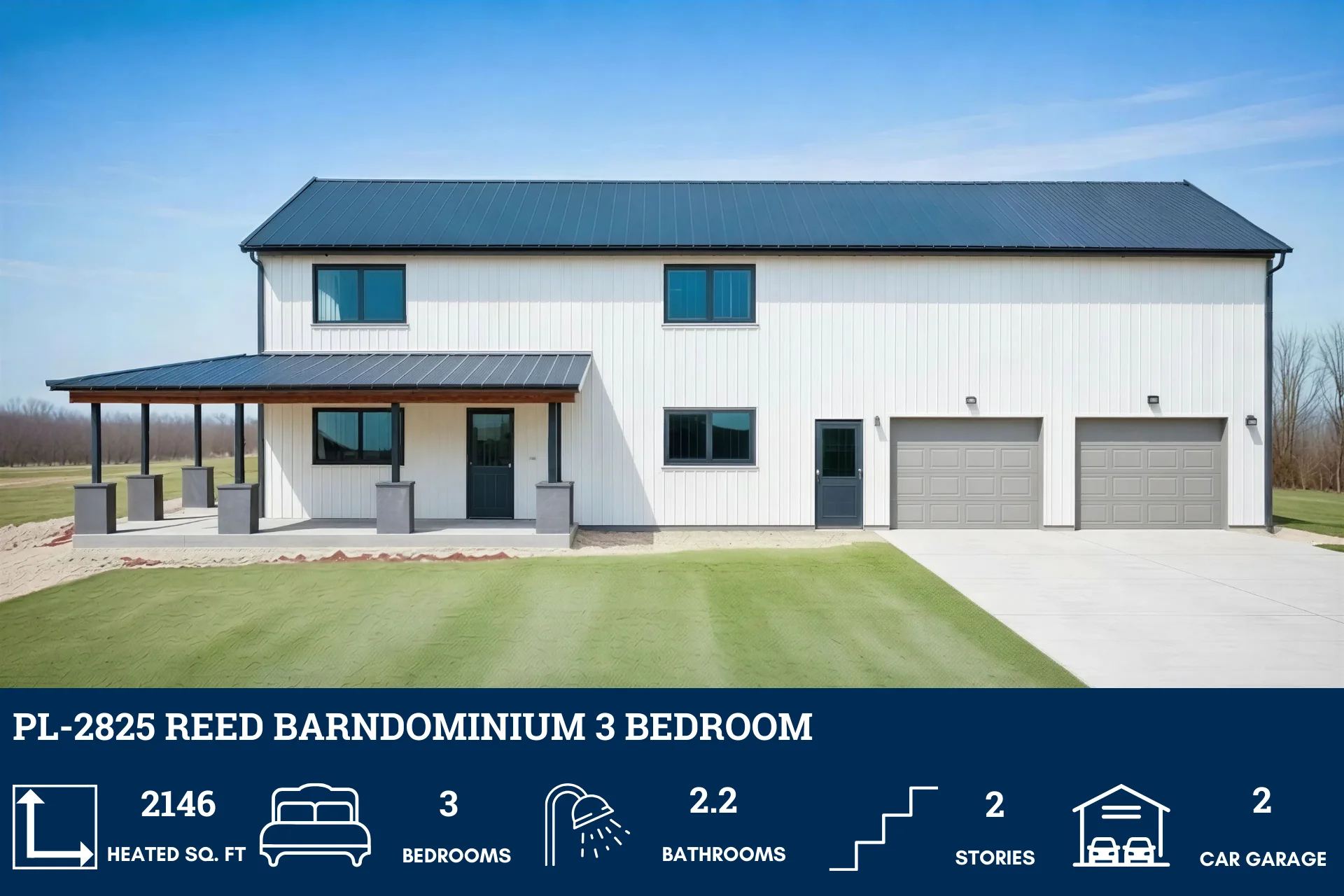 PL-2825 Reed Barndominium House Plan - Image 3