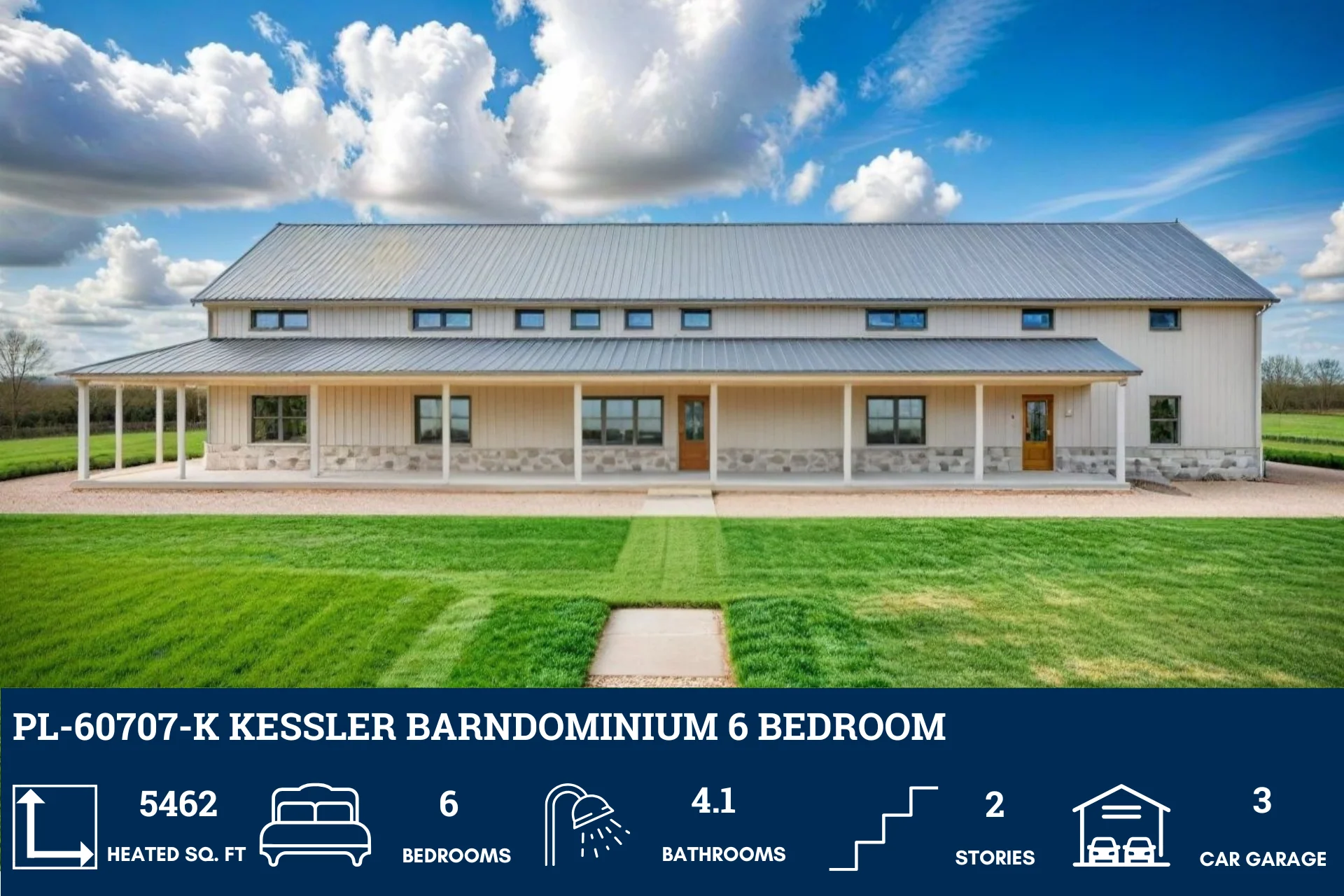 PL-60707-K Kessler Barndominium House Plan - Image 3
