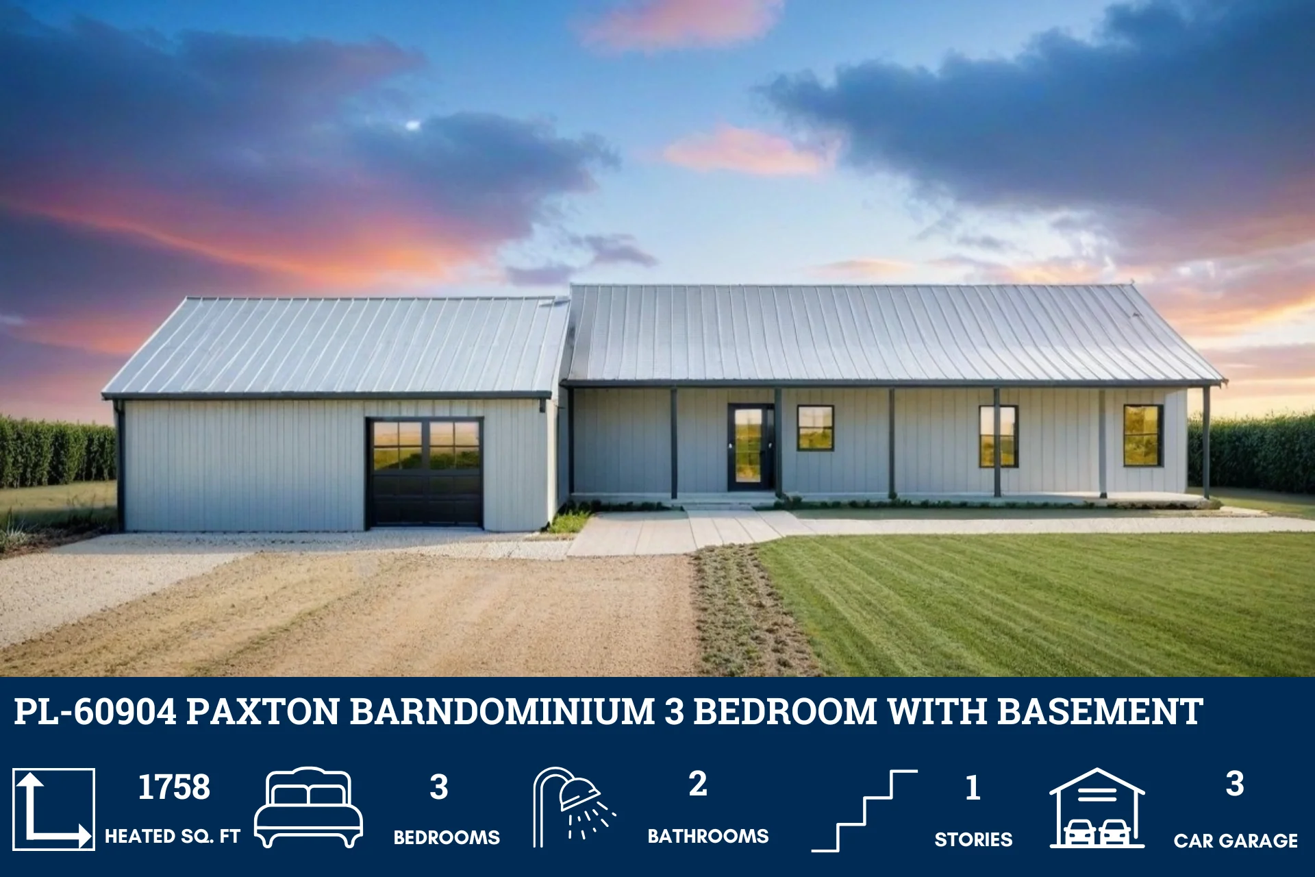 PL-60904 Paxton Barndominium House Plan - Image 3