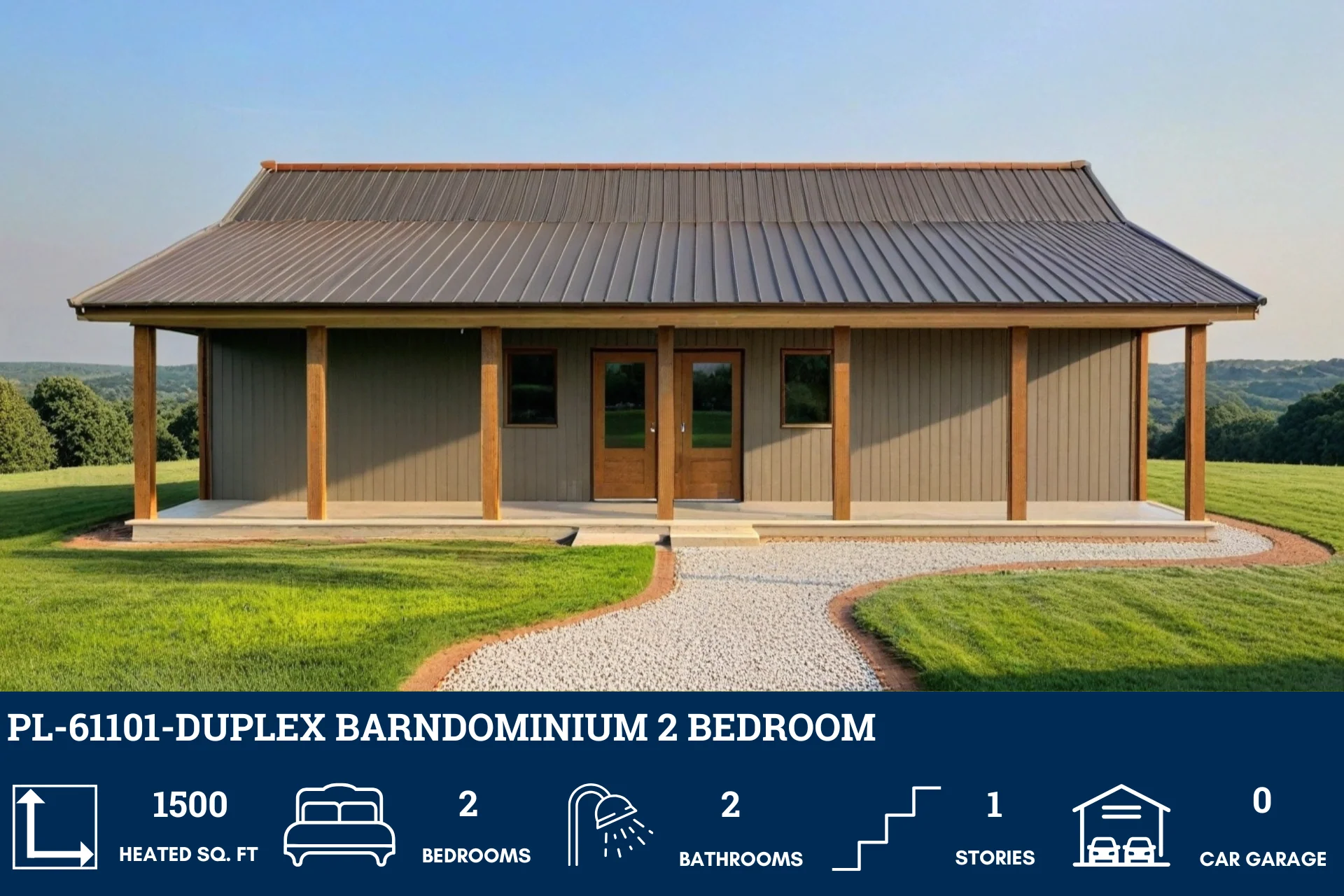 PL-61101-Duplex Barndominium House Plan - Image 3