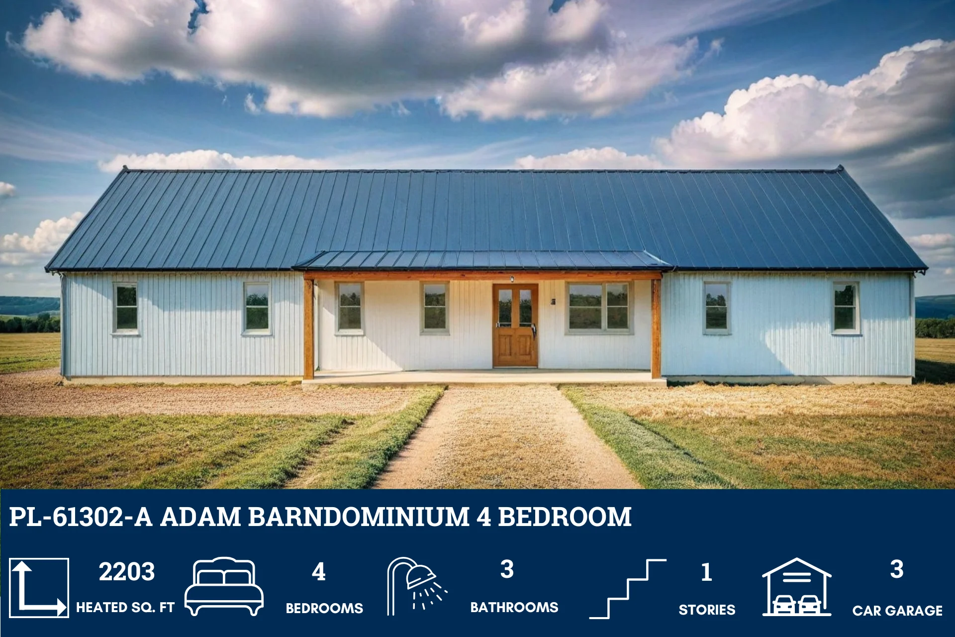PL-61302-A Adam Barndominium House Plan - Image 4