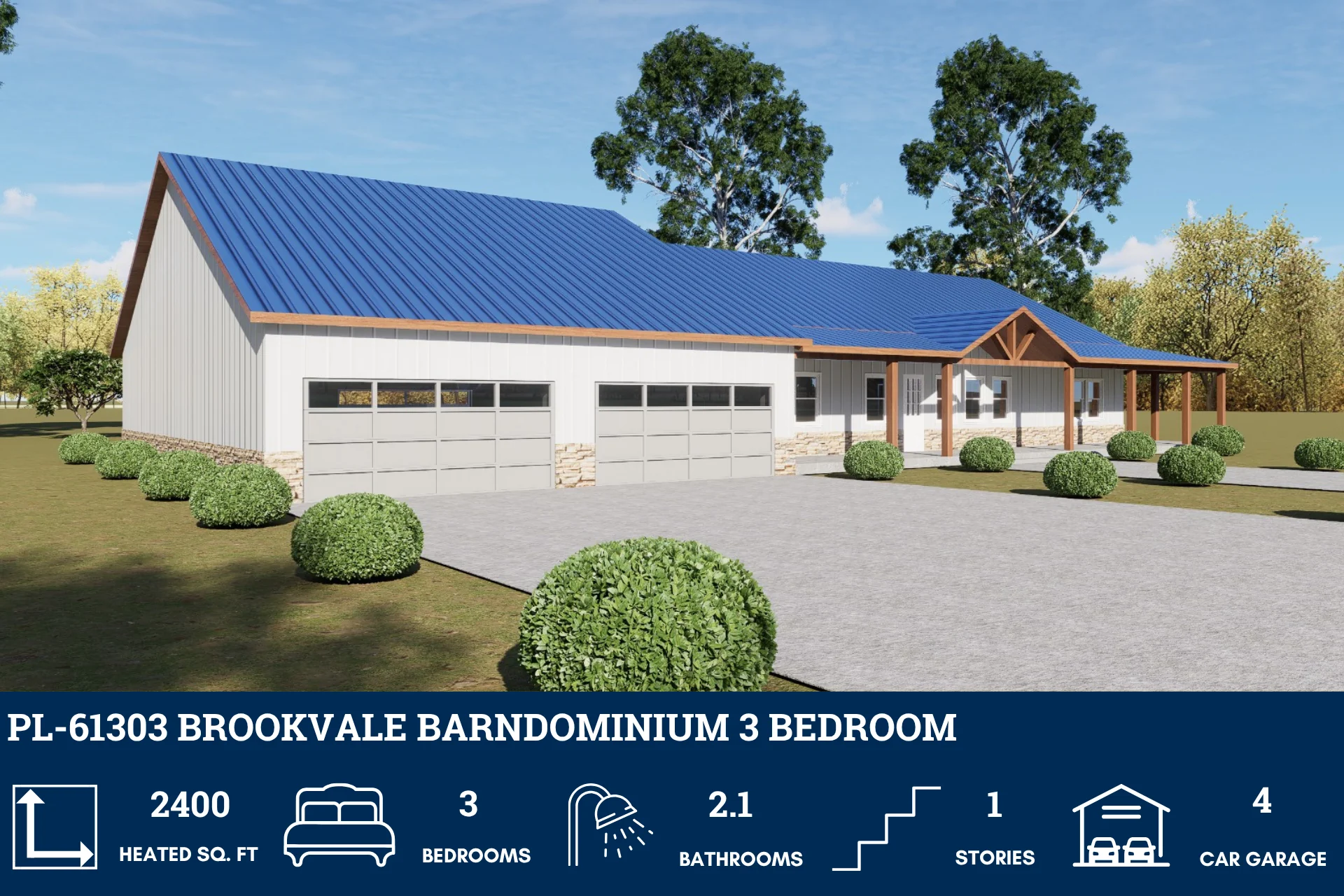 PL-61303 Brookvale Barndominium House Plan - Image 3