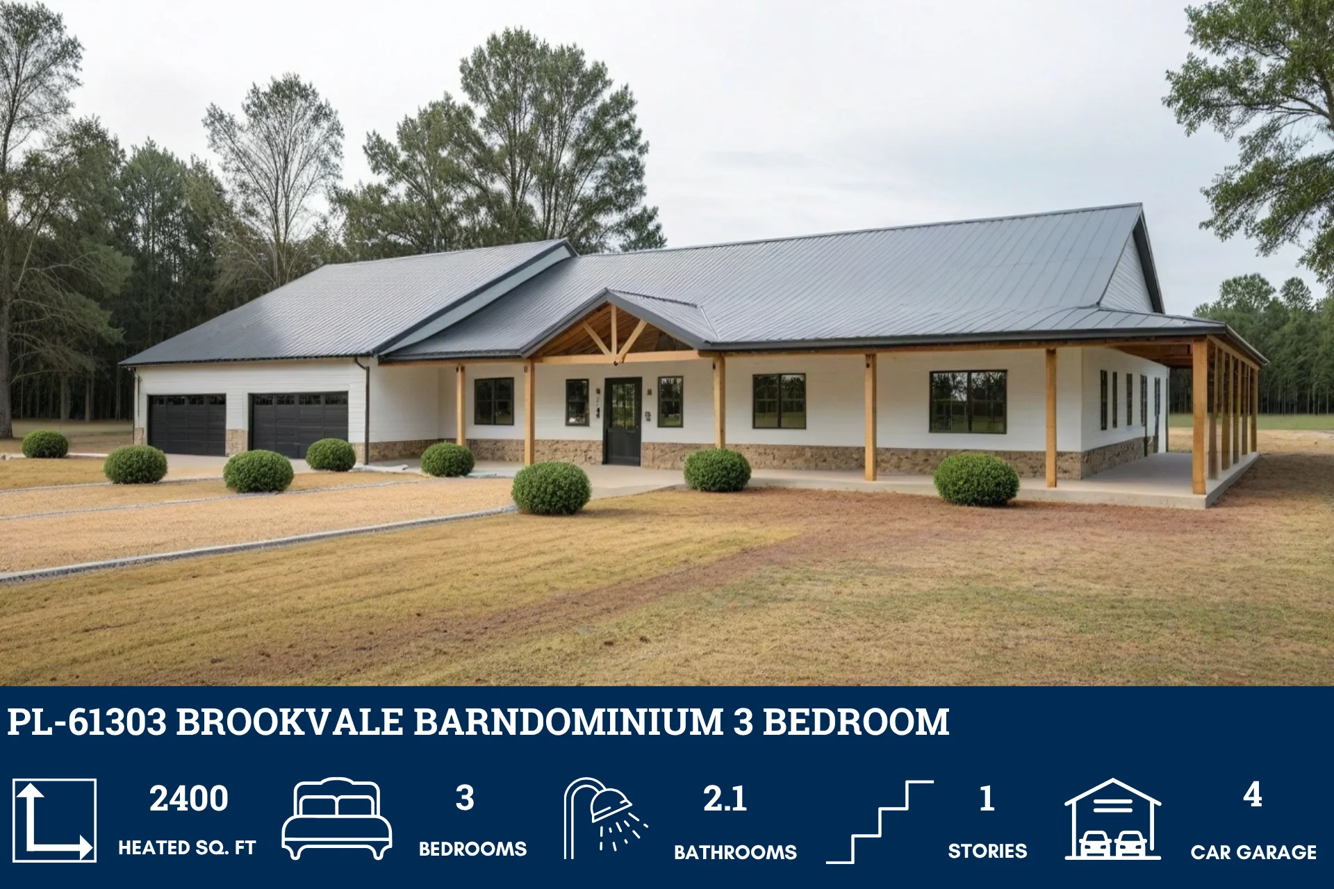 PL-61303 Brookvale Barndominium House Plan - Image 4
