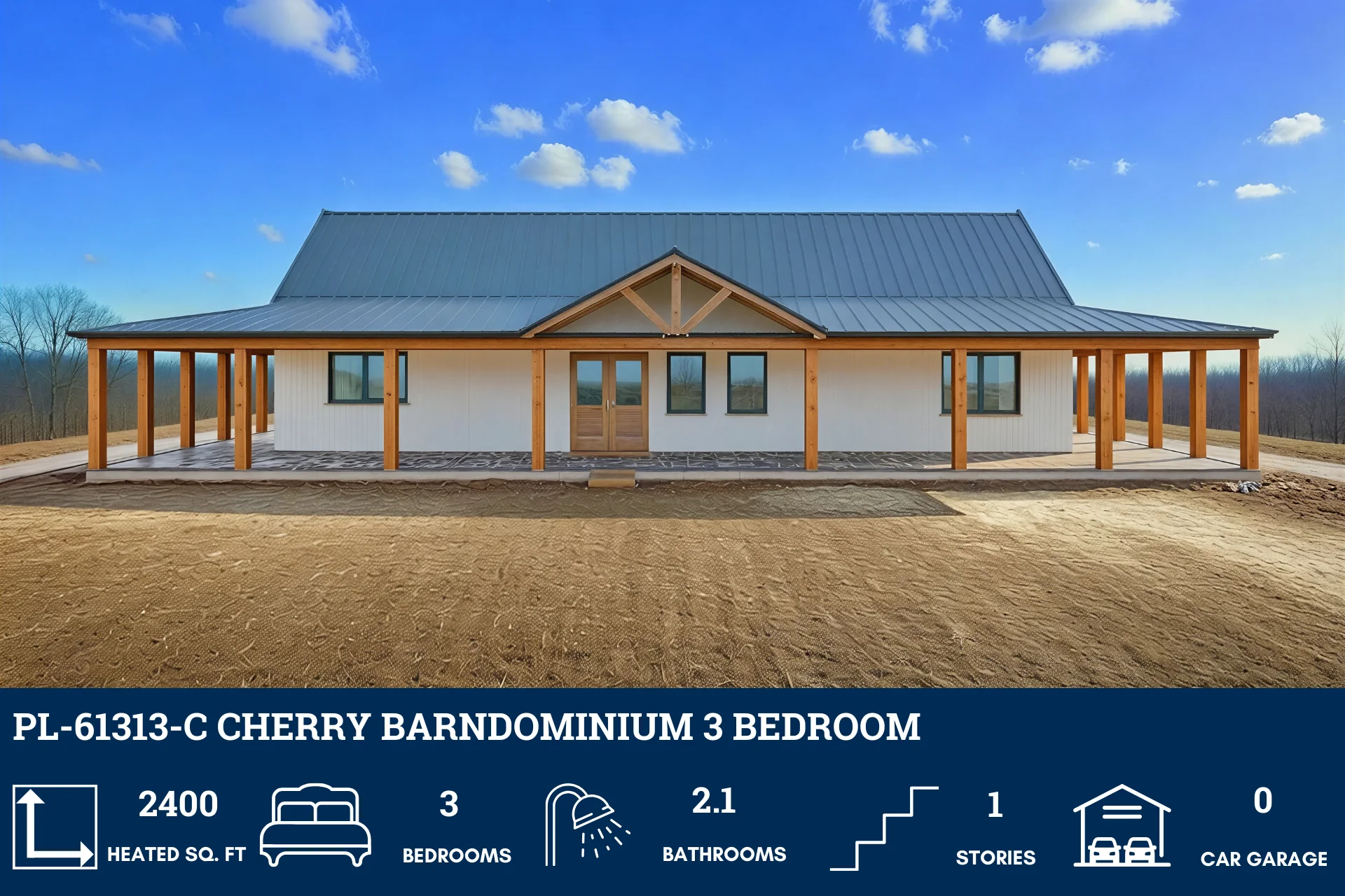 PL-61313-C Cherry Barndominium House Plan - Image 2