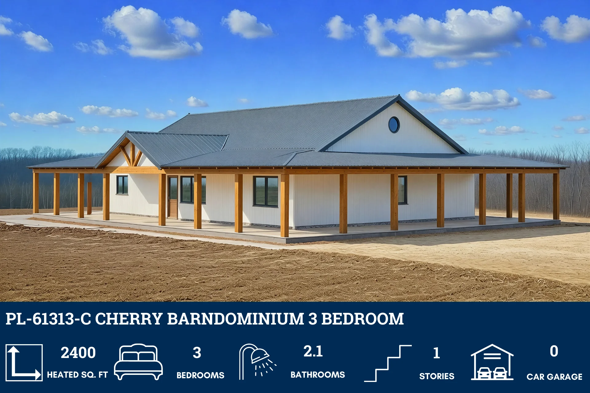 PL-61313-C Cherry Barndominium House Plan - Image 3