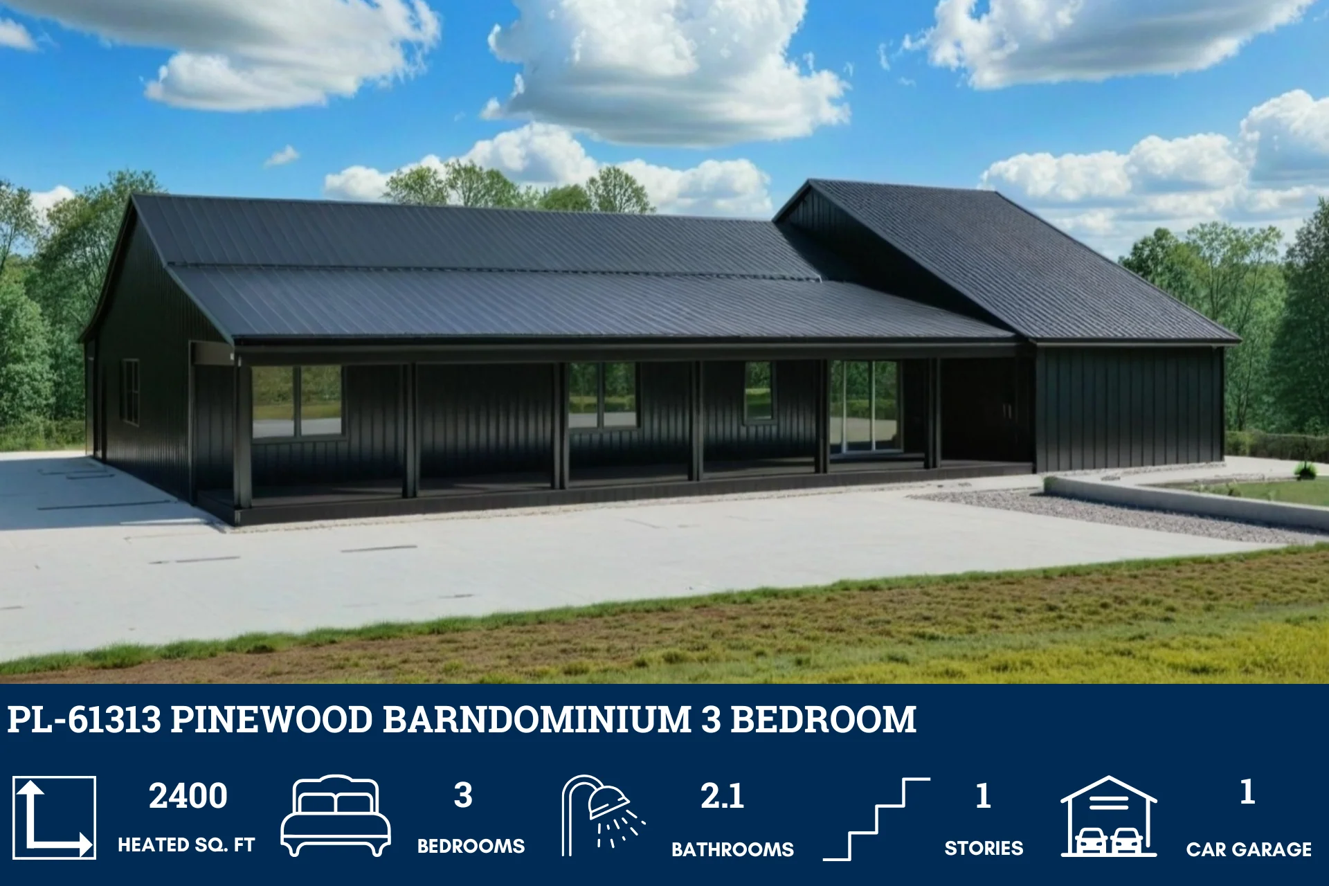 PL-61313 Pinewood Barndominium House Plan - Image 4