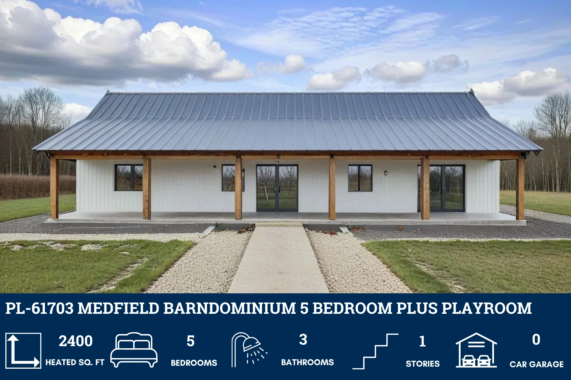 PL-61703 Medfield Barndominium House Plan - Image 3
